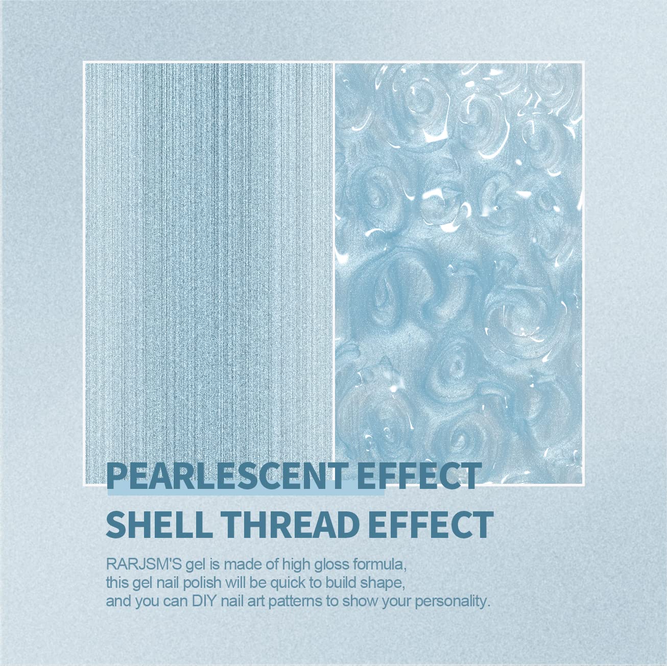 RARJSM Pearl Gel Nail Polish - Sky Blue Shimmer Mermaid Nail Gel with Glitter for DIY Manicure | Soak Off UV Gel for Salon & Home Use | Perfect for Parties, Weddings & Special Occasions