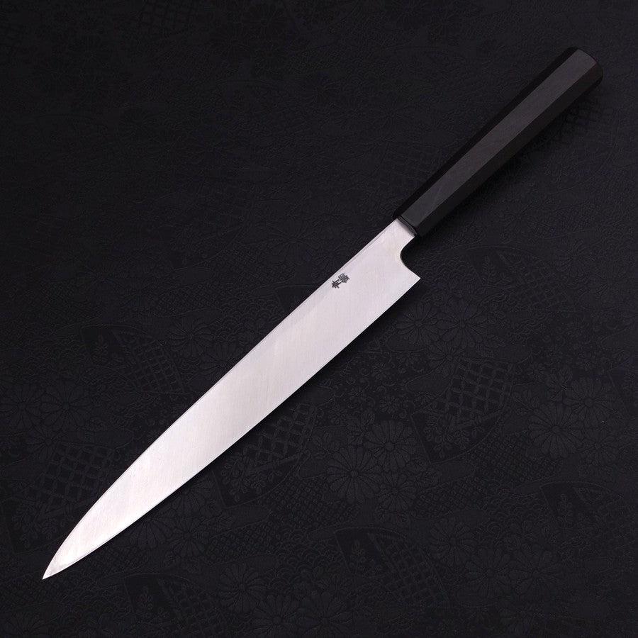 Premium Yanagiba Sushi Knife 240mm - Blue Steel #2 Kurouchi Finish with Sakura Fuji Buffalo Ebony Handle - Perfect for Sushi Chefs & Japanese Cuisine Preparation