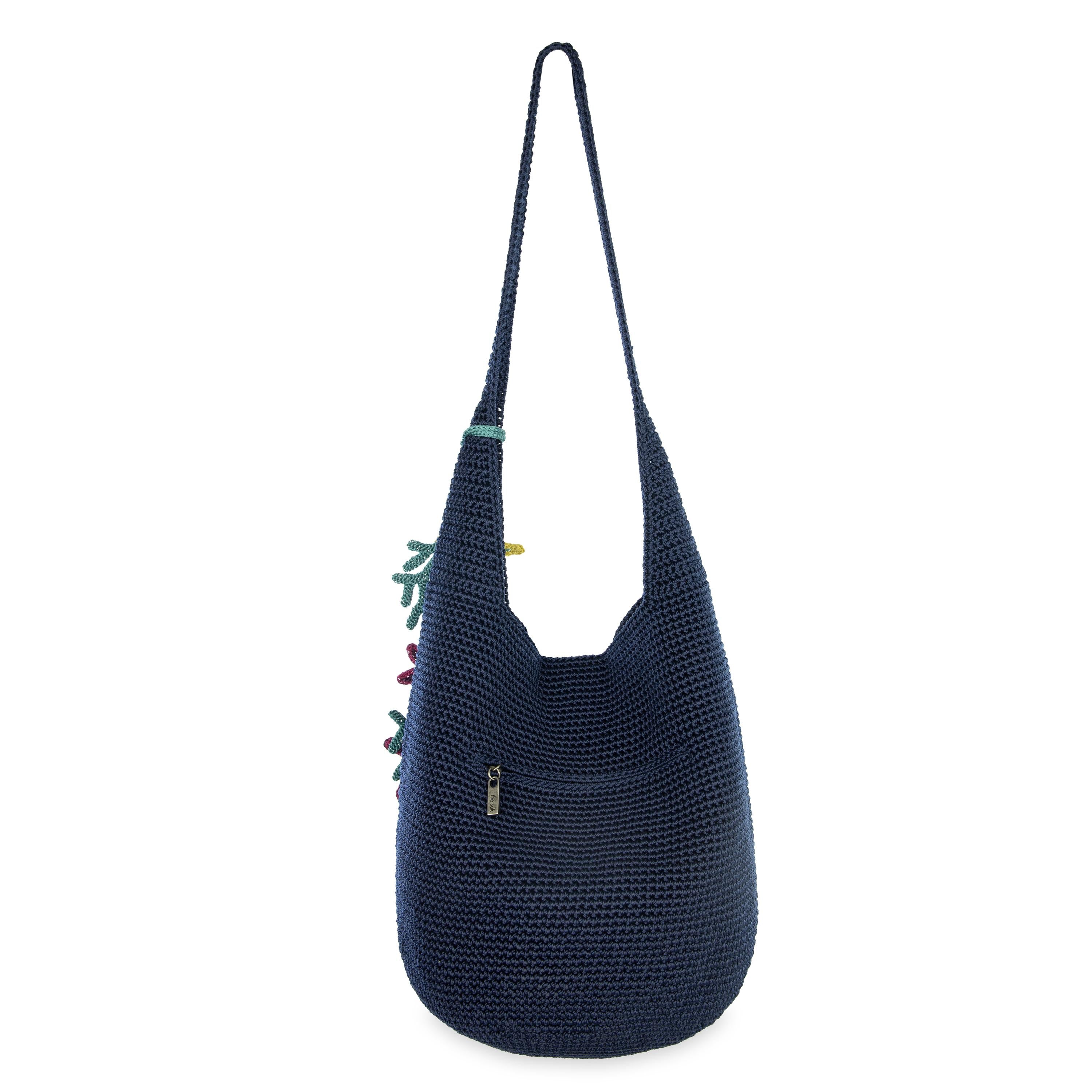 Handmade Crochet Hobo Bag - 120 Denim Ocean Blue Tote for Women - Perfect for Beach, Travel & Everyday Use