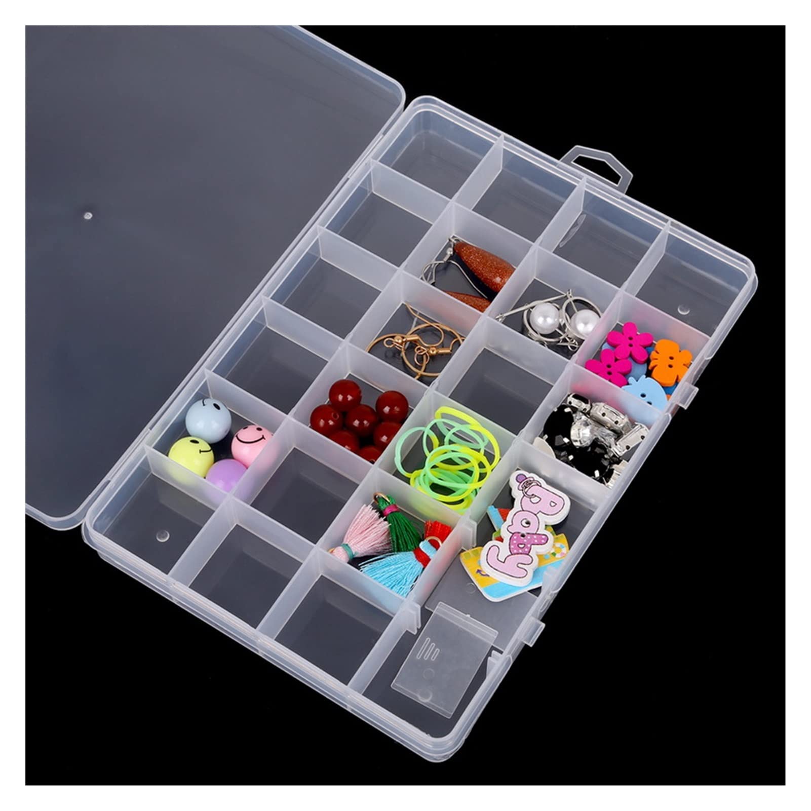 Clear Adjustable 24-Slot Jewelry Storage Box - Multi-Grid Bead Organizer for Crafts, DIY & Travel Accessories | Perfect for Bracelets, Earrings & Small Trinkets