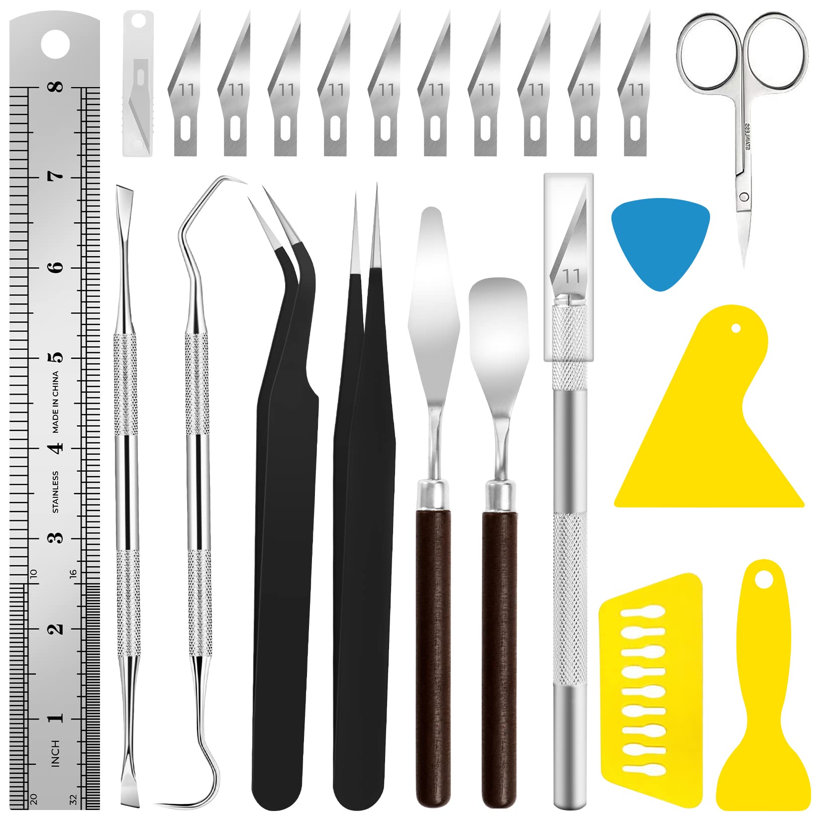 23-Pack Vinyl Weeding Tools Set - Scissors, Tweezers, Scraper for Crafting & Scrapbooking