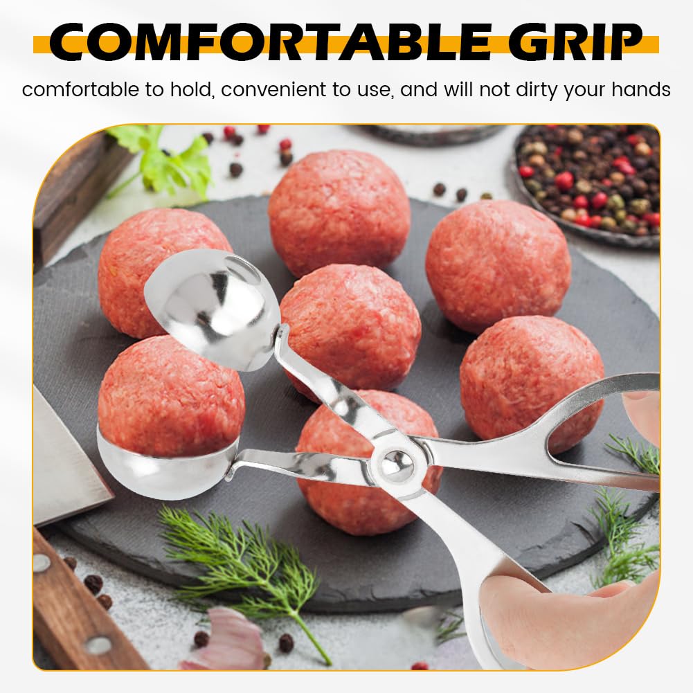 2PCS Stainless Steel Meat Baller - Non-Stick Meatball Scoop & Ball Maker Tool for Perfect Meatballs, Cake, Cookie Dough, Melon Fruits & Rice Molds (1.38