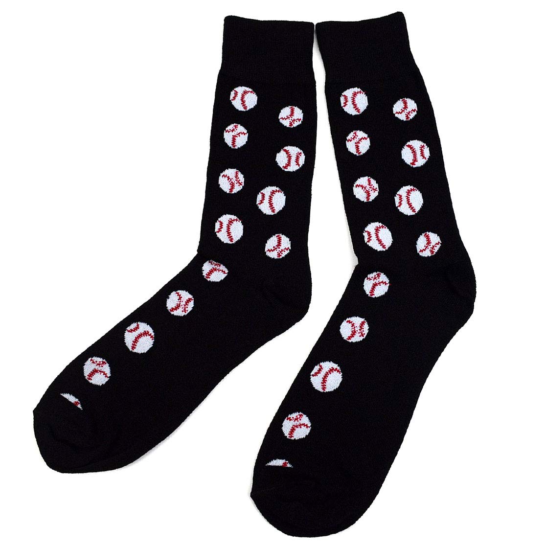 Men's Baseball Novelty Socks - Black, White & Red Striped Crew Socks for Sports Fans | Perfect for Baseball Games, Gifts & Casual Wear
