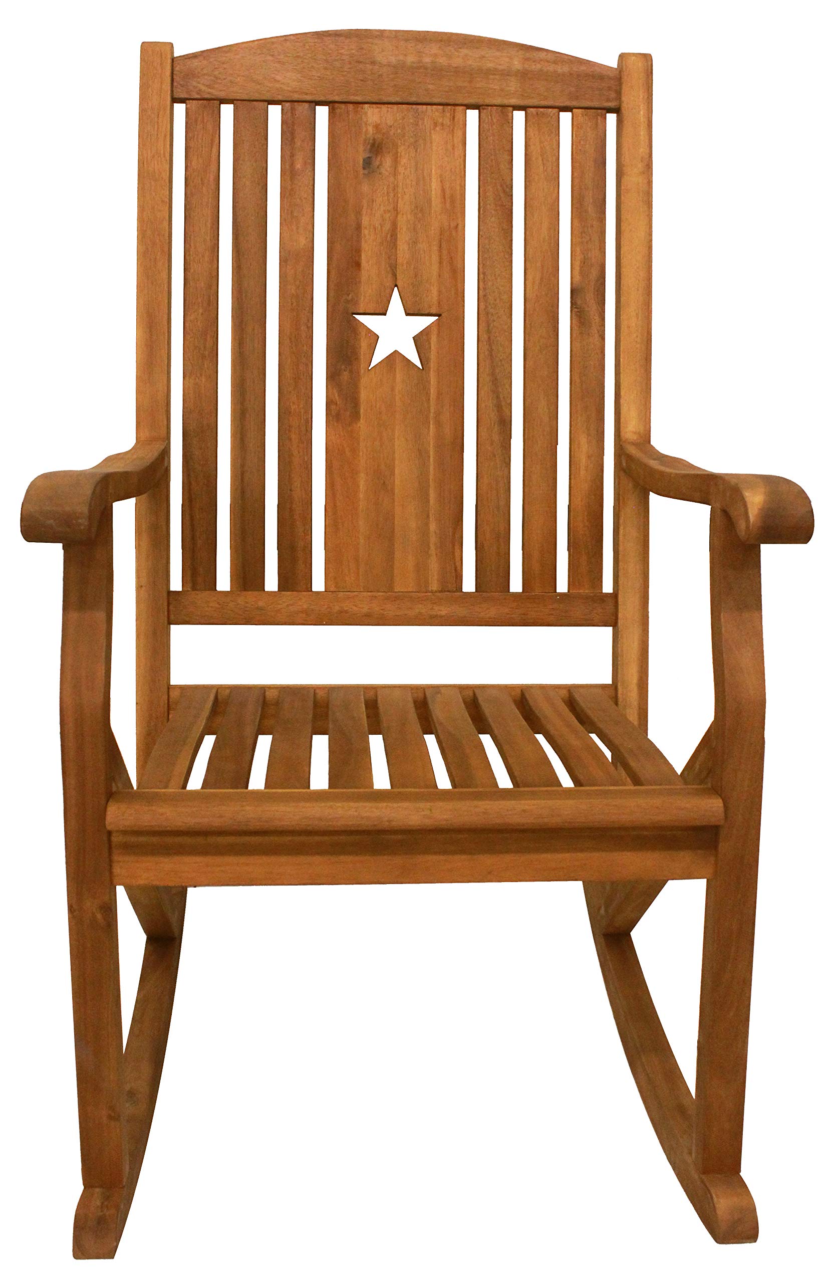 Leigh Country Sequoia Series Adult Rocking Chair with Star Cutout - Brown Wooden Rocker for Living Room, Nursery & Porch Relaxation