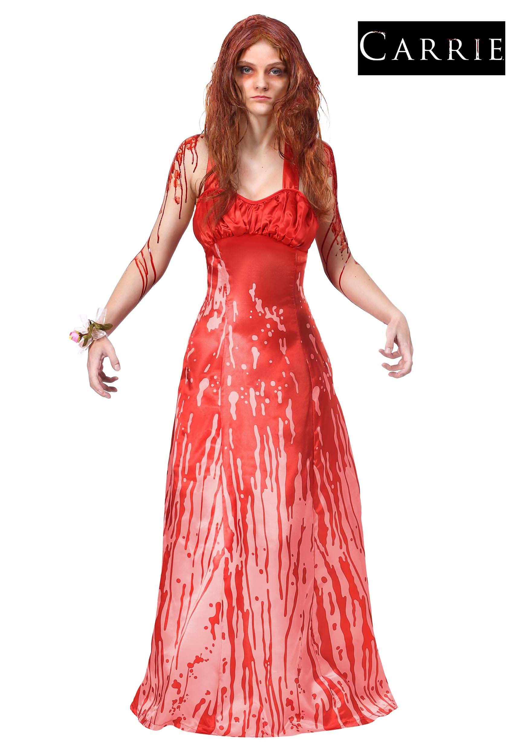 Blood-Spattered Satin Carrie Dress for Women - Halloween Costume & Cosplay