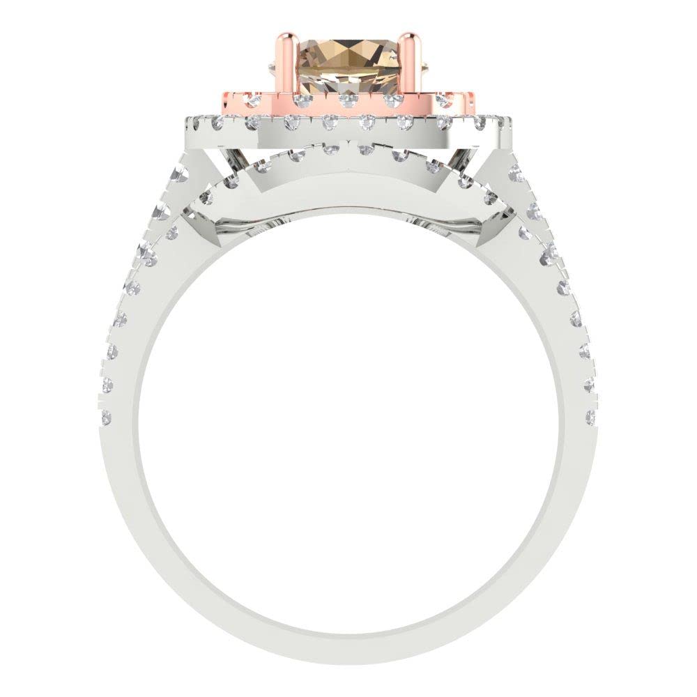 2.0ct Round Cut Halo Solitaire Moissanite Engagement Ring - 14k White & Rose Gold Wedding Band Set | Anniversary, Promise & Bridal Jewelry for Women | Perfect for Proposals, Weddings & Special Occasions