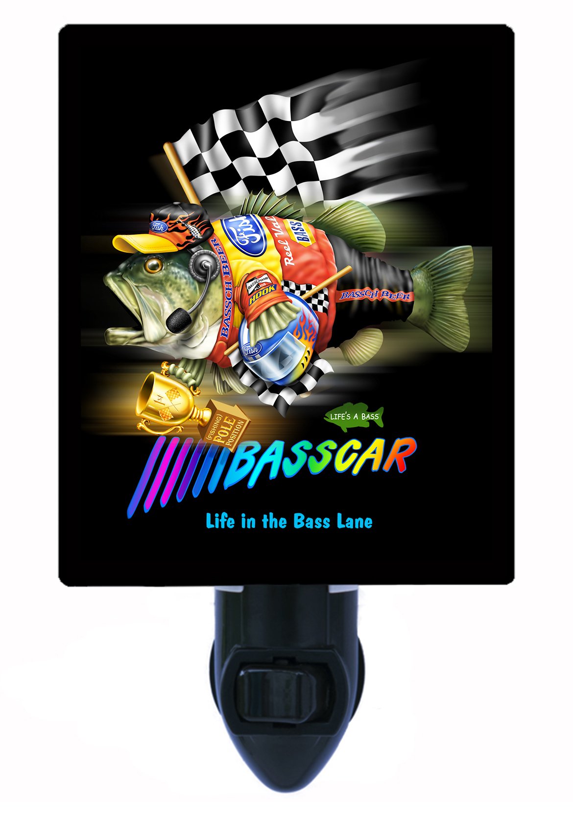 Basscar LED Night Light for Fishing, Auto Racing & Sports - Energy Efficient Bedroom, Nursery, Kids Room Decor for Nighttime Safety & Comfort