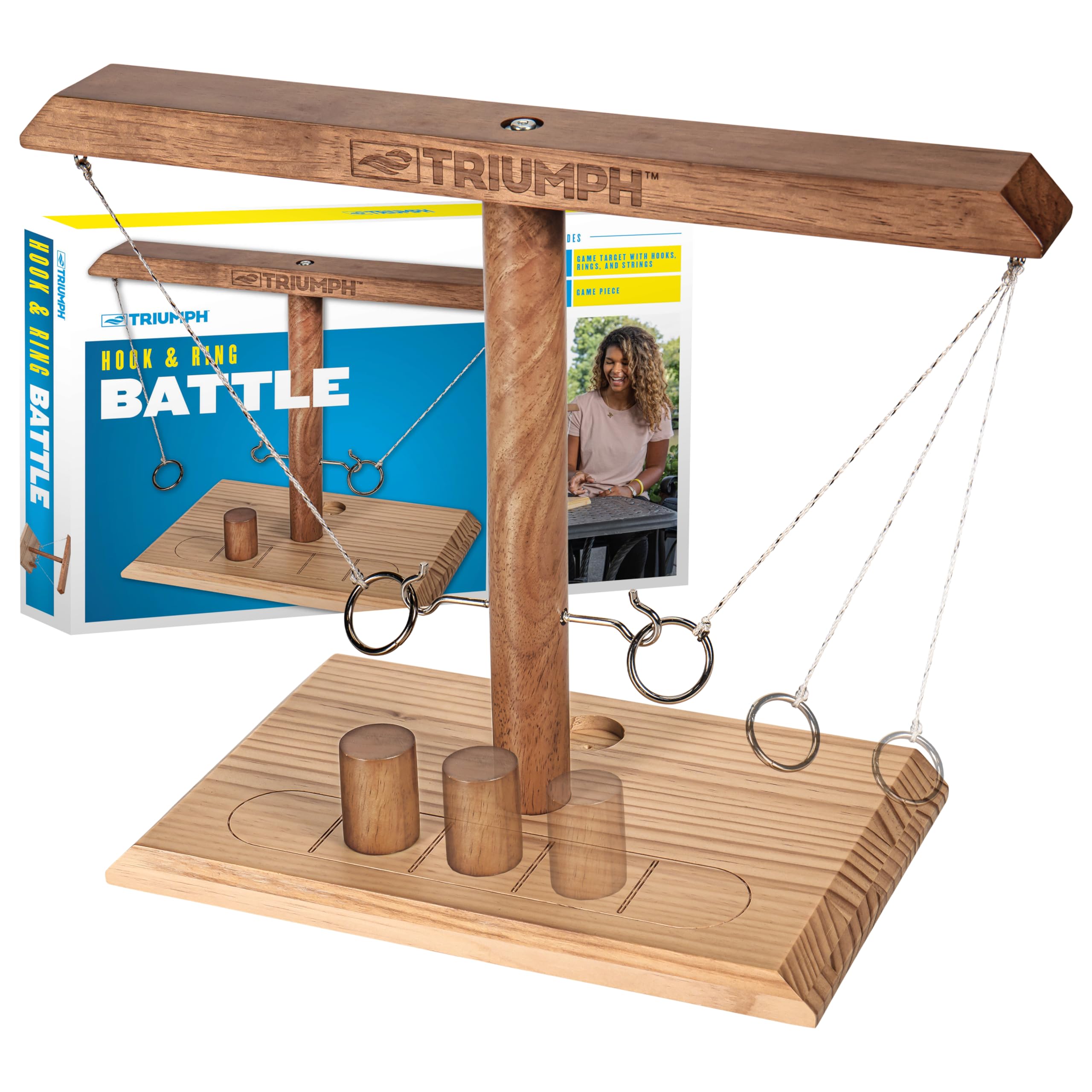 Triumph Sports Hook and Ring Toss Game - Outdoor & Indoor Fun for Adults, Kids, Family Parties, Backyard, Beach, Camping | Durable Ring Toss Battle Game