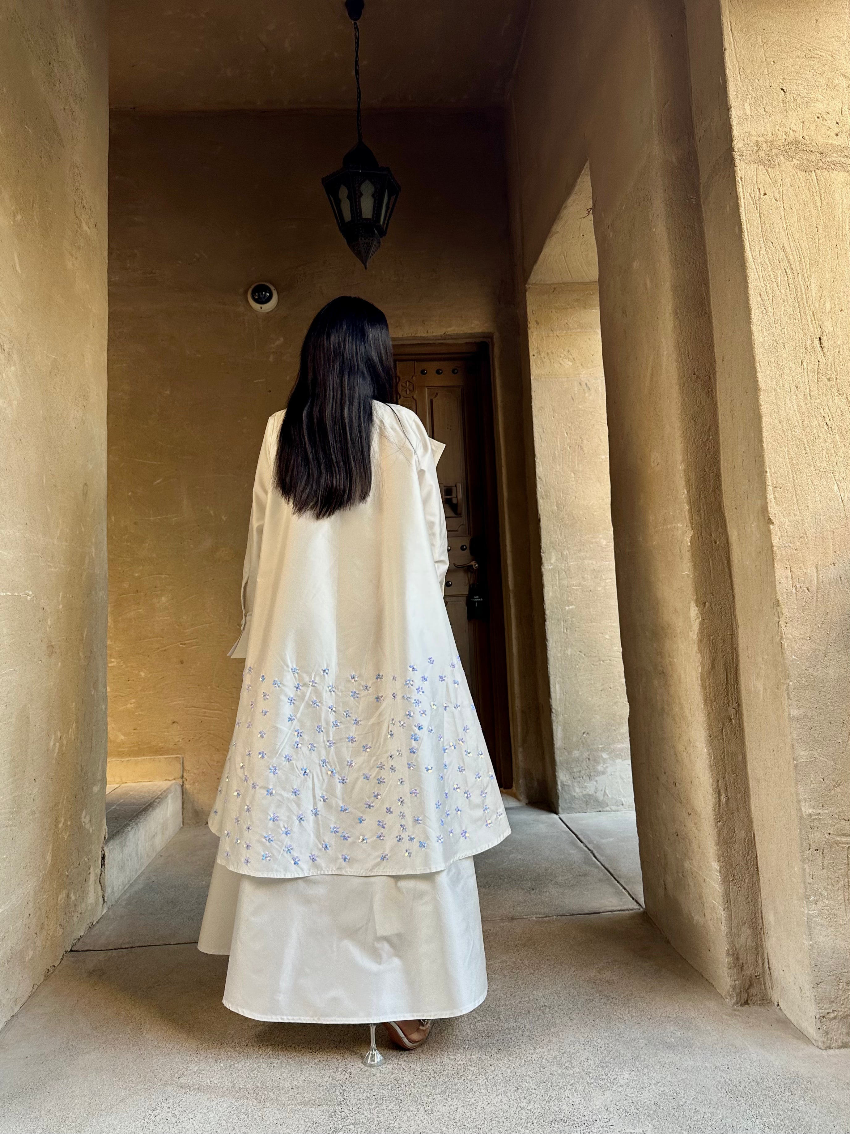 Luxury Off White Abaya #184 - Elegant Islamic Dress for Women - Perfect for Prayer, Weddings & Special Occasions