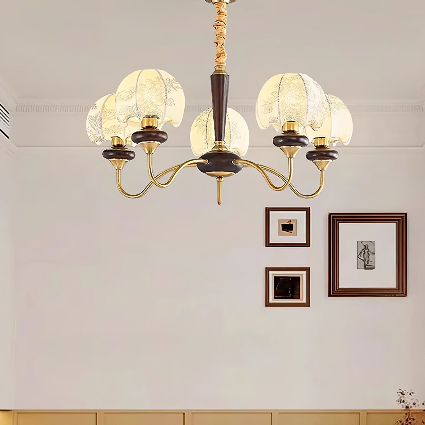 Elegant Mushroom Fabric Chandelier - Modern Ceiling Light Fixture for Living Room, Bedroom & Dining Room Decor