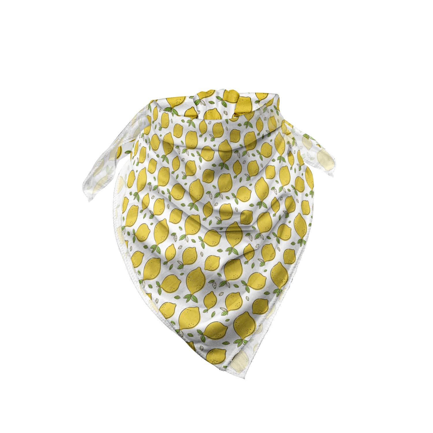 Ambesonne Lemon Bandana - Citrus Fruit Leaves Print Unisex Head Scarf & Neck Tie for Summer Outdoors, Music Festivals, and Casual Wear