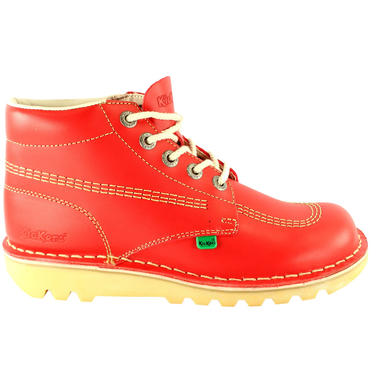 Unisex Kids Leather Boots for School - Red Kickers Junior Kick Hi Shoes for Boys & Girls - Perfect for Back to School, Outdoor Play & Everyday Wear