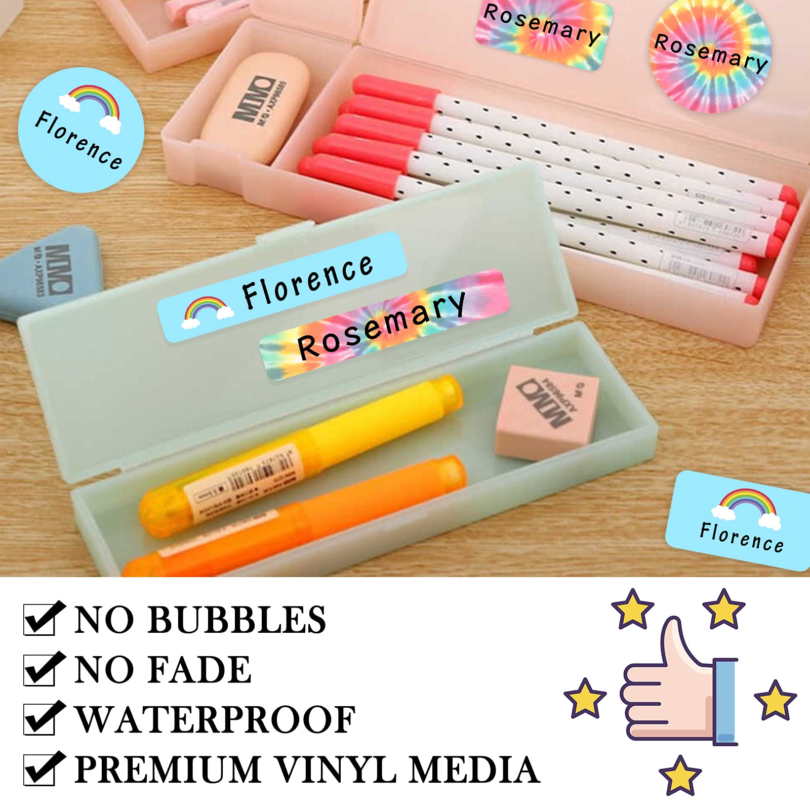 105 PCS Waterproof Custom Name Labels - Personalized Stickers for Kids School Supplies, Daycare, Water Bottles, Cups & Lunch Boxes - Ideal for Organizing, Identifying Belongings & Back to School Essentials