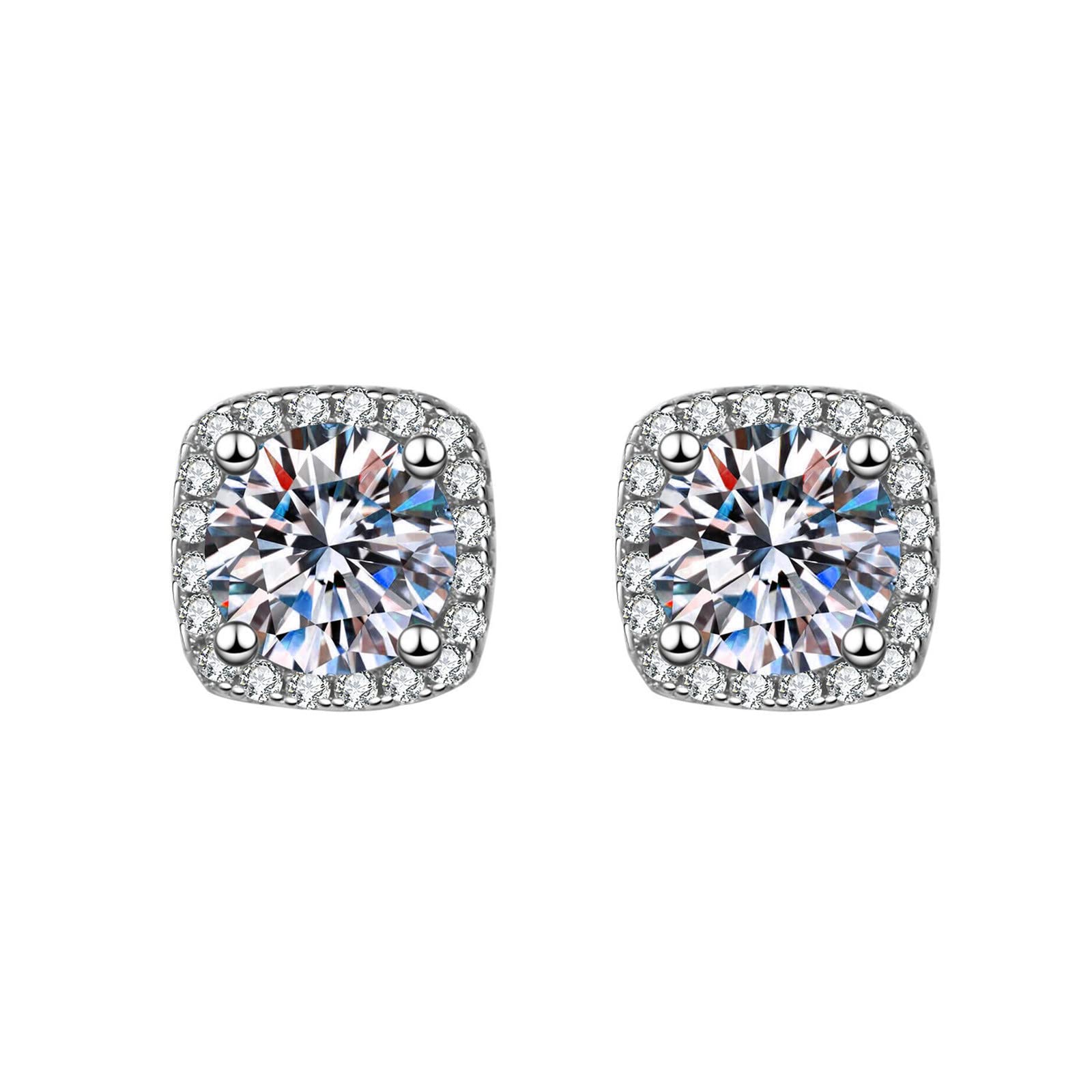Elegant Gold Chain Hoop Earrings for Women - Trendy Rectangle Moissanite Stud Earrings Hypoallergenic for Sensitive Ears | Perfect for Parties, Weddings & Everyday Wear (One Size)