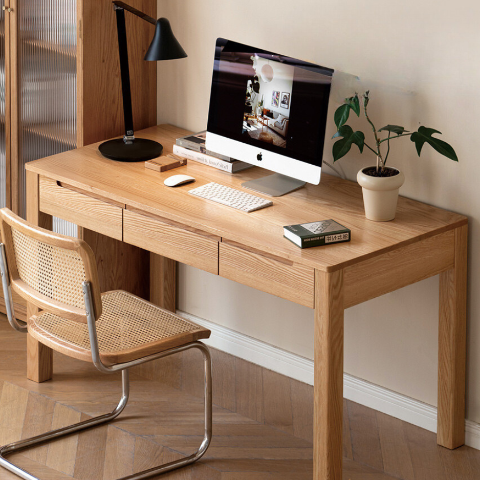 Premium Solid Wood Office Desk - Oak & Beech - Modern Home Office Furniture for Remote Work & Study