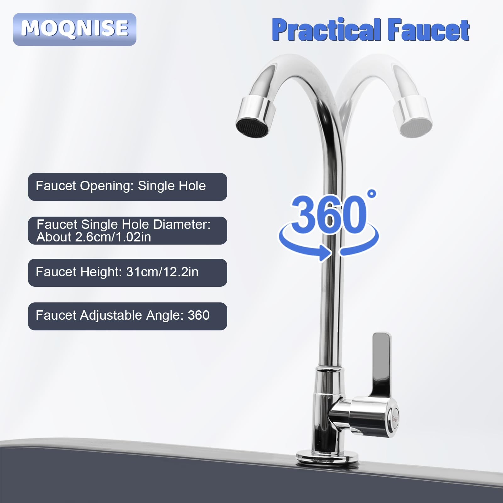 Freestanding Utility Sink with 360° Rotating Faucet & Storage Shelf - Heavy Duty Laundry Sink for Basement, Garage, Bathroom, Kitchen | Perfect for Washing Clothes, Cleaning Tools & Household Chores