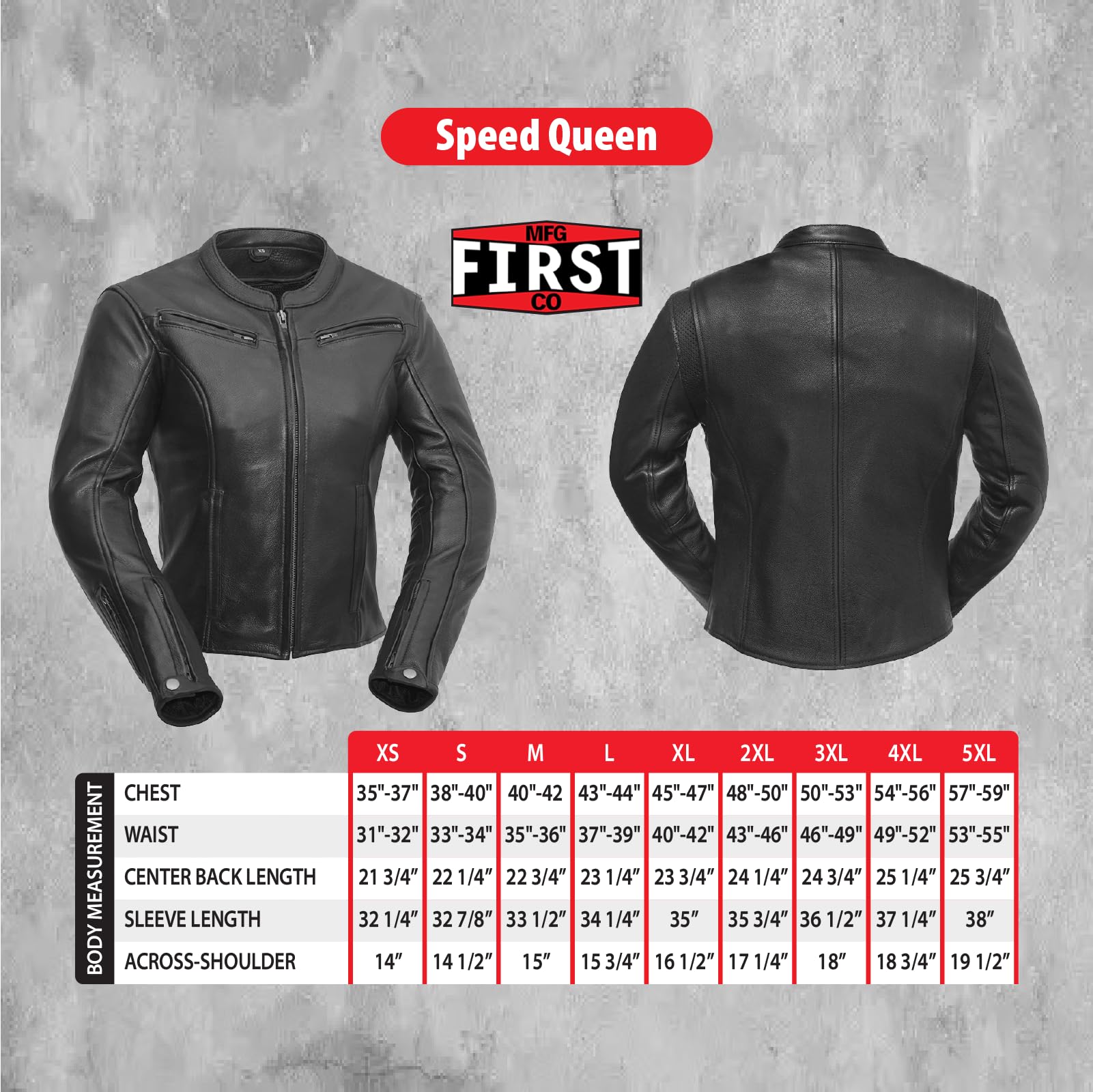 Speed Queen Women's Motorcycle Leather Jacket - Black Biker Jacket for Riding & Outdoor Adventures - First Mfg Co