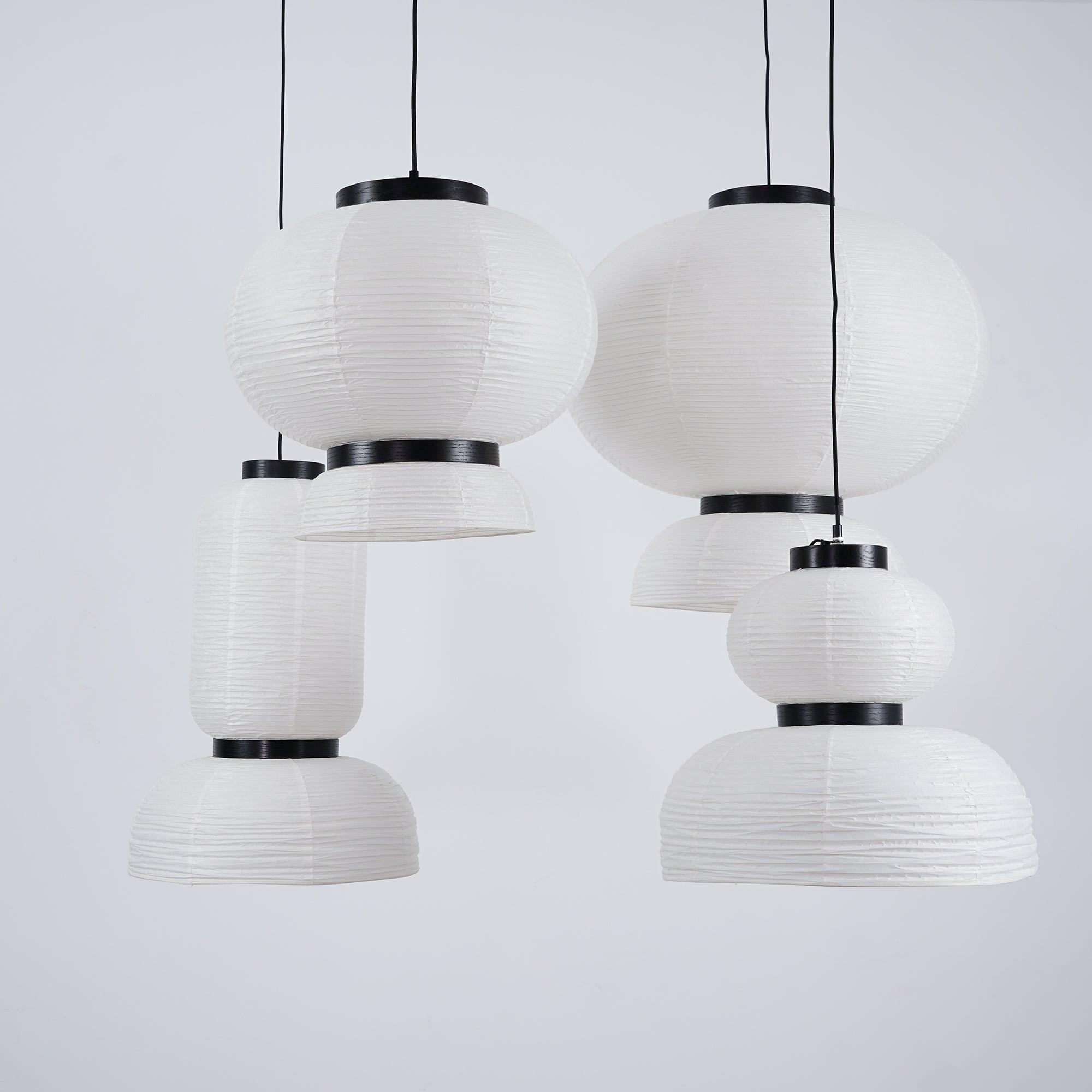 Formakami Pendant Swag Lamp - Modern Paper Shade Hanging Light for Dining Room, Bedroom & Living Room Decor