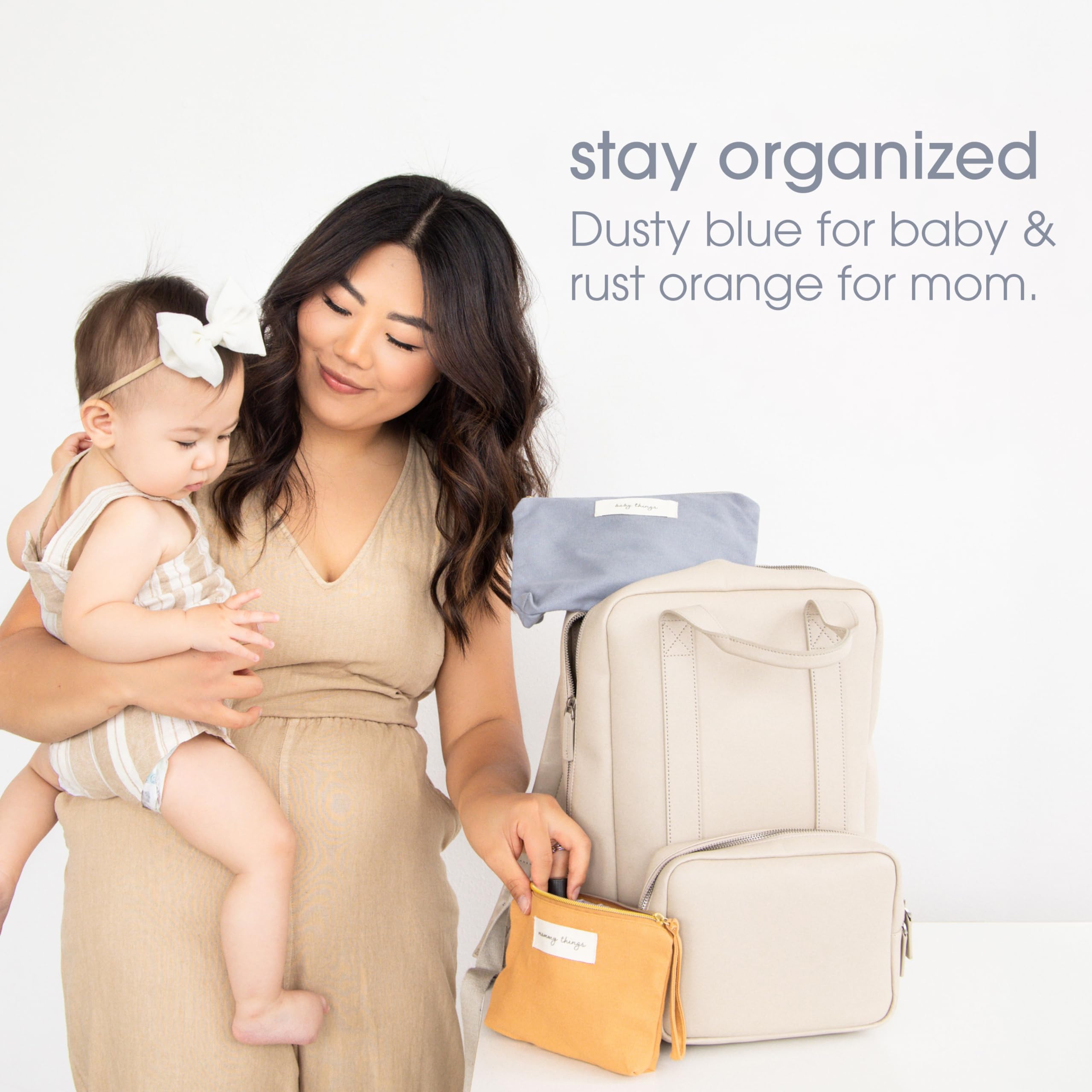 Pearhead Eco-Friendly Diaper Bag Storage Set – 2-Pack Neutral Cotton Pouches for New Moms & Baby Essentials | Perfect for Nursery Organization & Baby Shower Gifts | Ideal for Travel, Daily Use & Hospital Visits