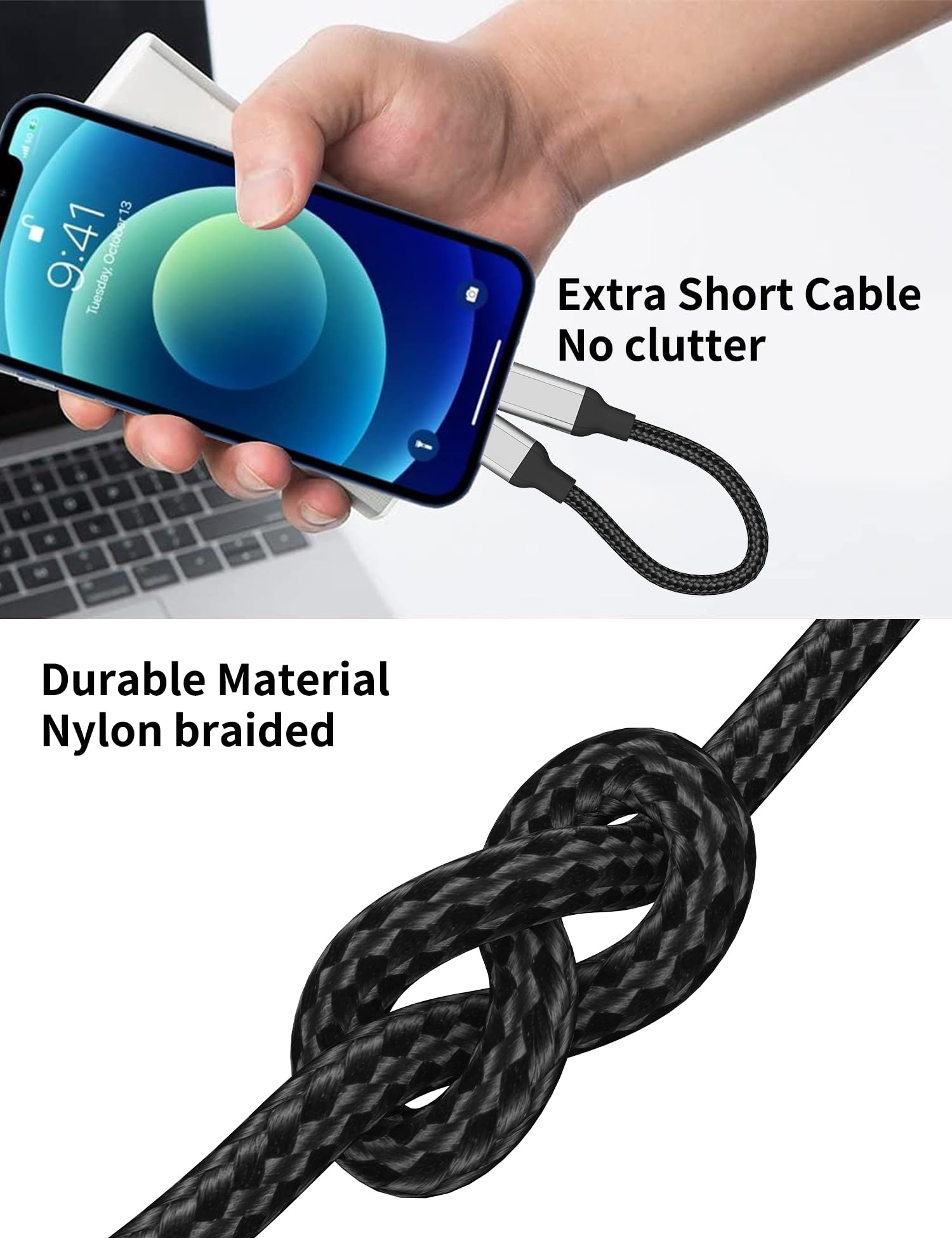 Acecene MFi Certified USB C to Lightning Cable [30cm/1ft, 2 Pack] - Fast Charging Type C Cable for iPhone 14/13/12/11 Pro Max/SE/X/8/7/6 Plus & iPad - Perfect for Travel, Car & Home Charging