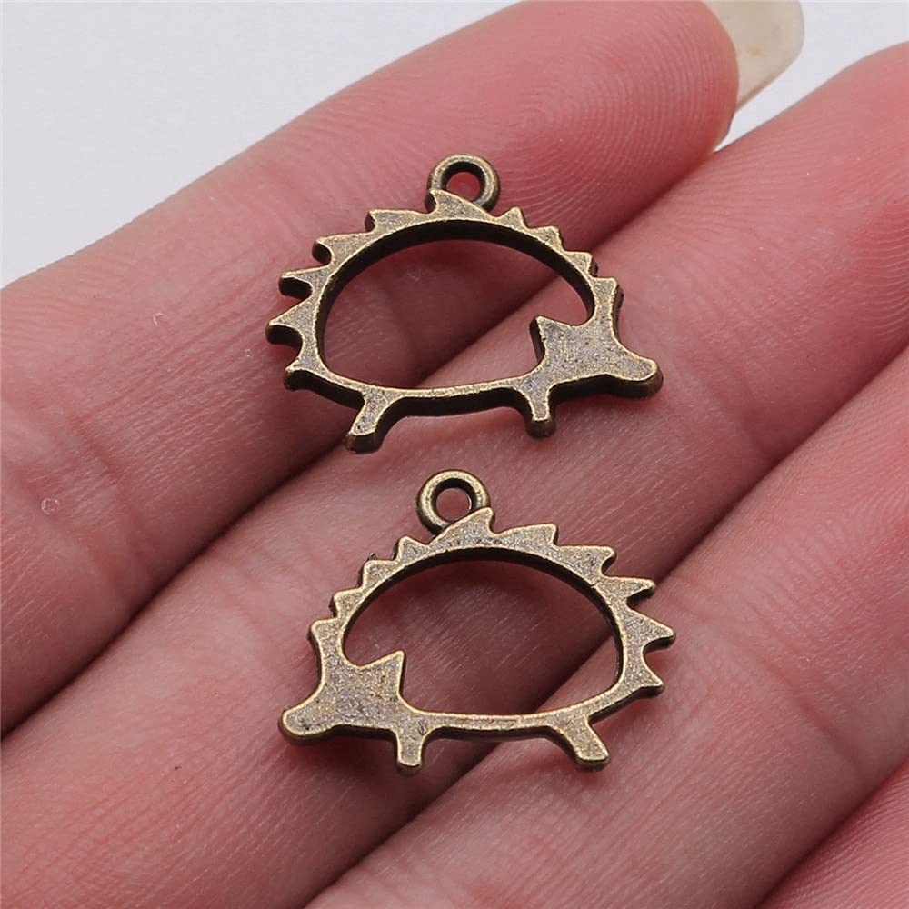 5pcs Antique Bronze Hollow Hedgehog Charms - 17x21mm Metal Jewelry Findings for DIY Crafts, Kids Accessories & Scrapbooking Projects