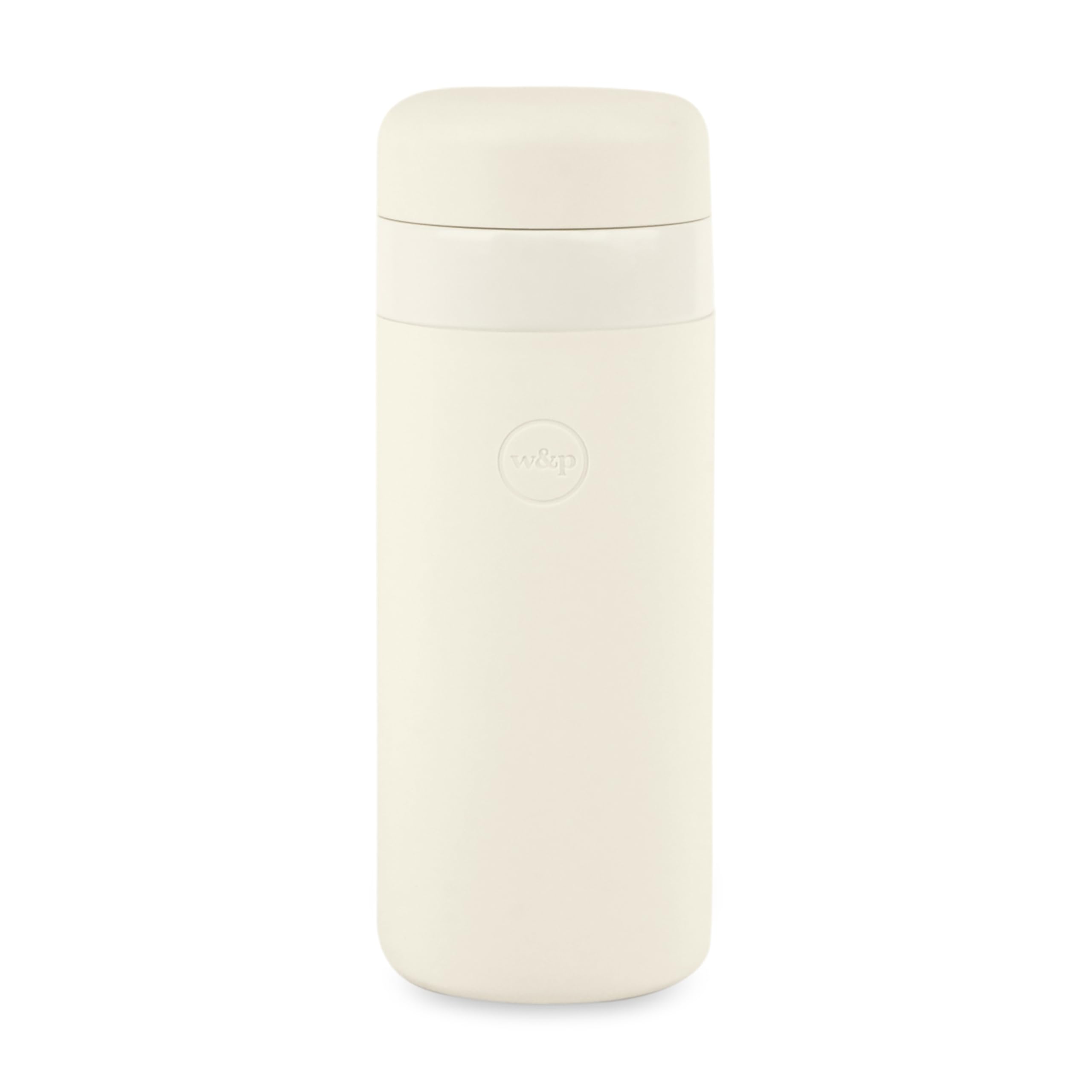 W&P Porter Insulated Water Bottle 16 oz - Ceramic Coated Vacuum Flask for Coffee, Tea & Hot/Cold Drinks | Leakproof Wide Mouth Stainless Steel Thermos | Dishwasher Safe Cream Color | Perfect for Hiking, Office & Travel
