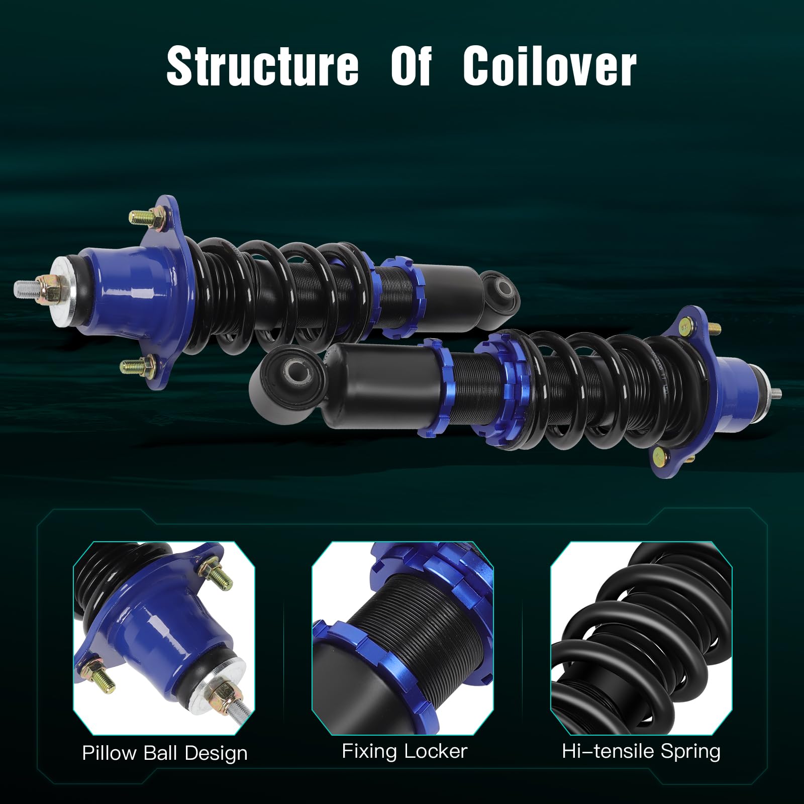 SCITOO Full Coilover Suspension Kit with Shock Struts - Compatible with 2002-2006 Acura RSX (Blue) - Performance Upgrade for Street Racing & Smooth Ride