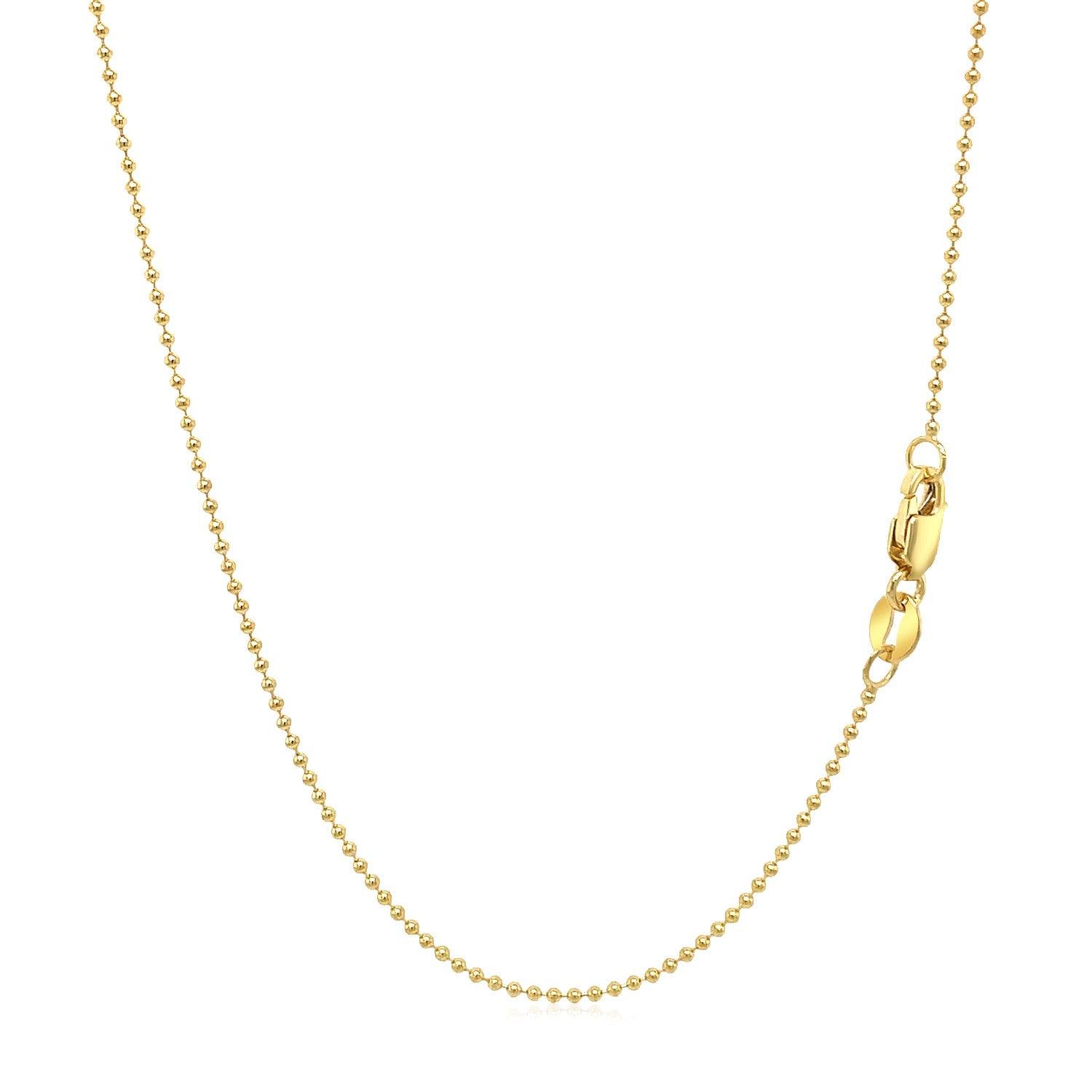 14K Yellow Gold Bead Chain Necklace 1.0mm - Dainty & Elegant Jewelry for Women, Perfect for Layering, Everyday Wear & Special Occasions