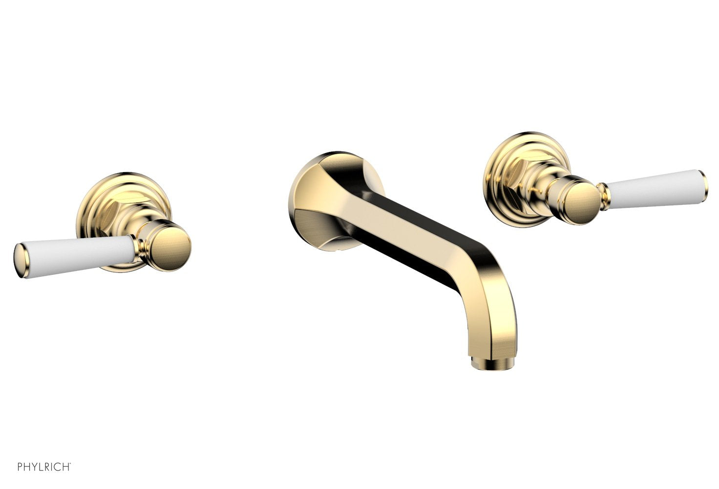 HEX TRADITIONAL Wall Mount Tub Faucet Set with Satin White Lever Handles - Model 500 57 | Perfect for Bathroom Renovation & Modern Home Decor