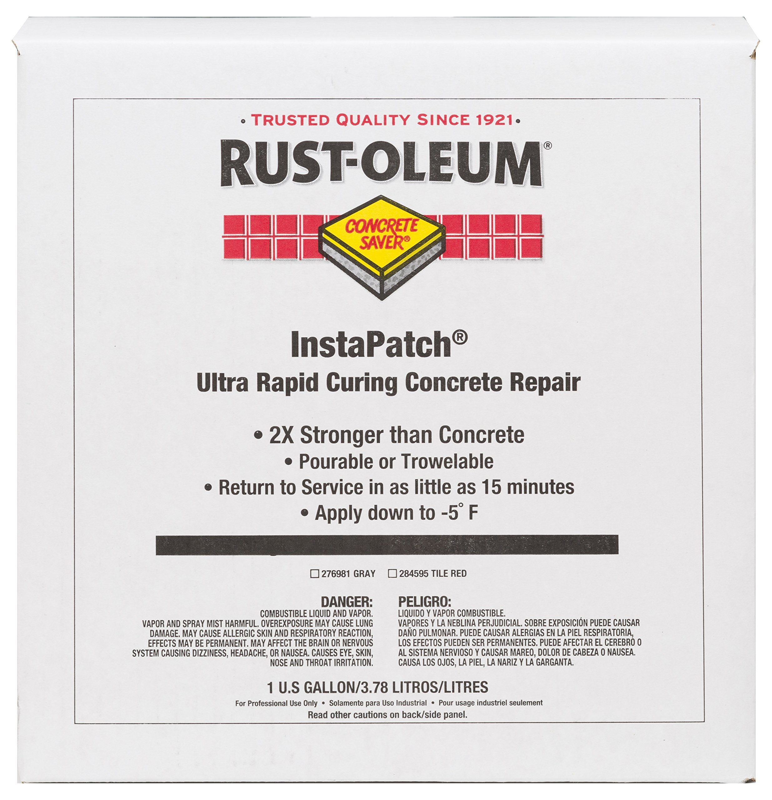 RustOleum 284595 Tile Red InstaPatch Concrete Saver - 1 Gallon Repair Kit (2 Plastic Bottles) for Driveway, Sidewalk & Foundation Crack Fixing