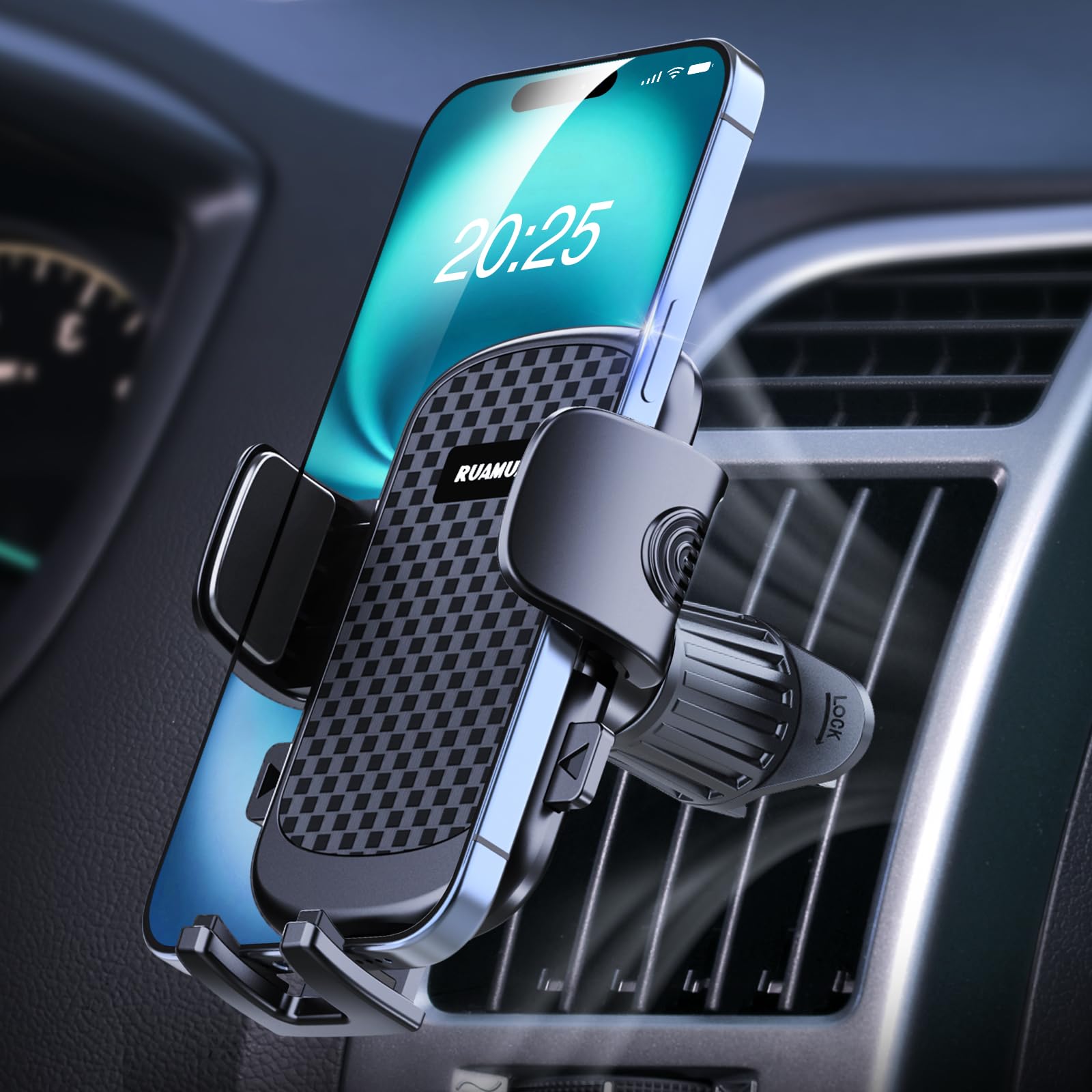 2025 New Ultra-Stable Car Vent Phone Holder with Extended Metal Hook - Wider Clamp for Thicker Cases - Compatible with iPhone 16 Pro Max/15/14/13/12, Samsung S24 Ultra, Pixel & Most Android Phones - Perfect for Safe Driving & Hands-Free Navigation