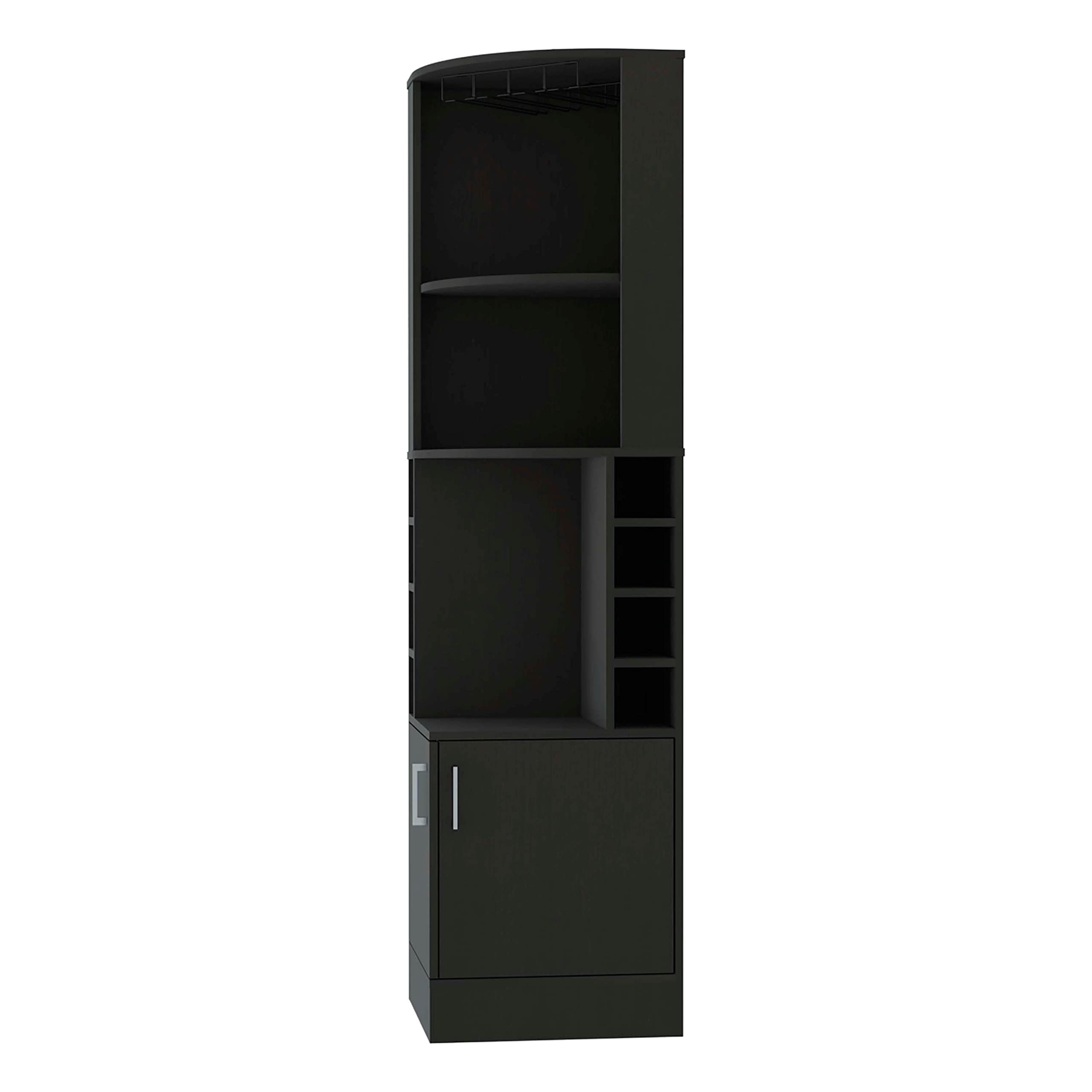 Delhi Corner Bar Cabinet with 8 Wine Cubbies & Glass Rack - Double Door Storage for Living Room, Dining Room & Home Bar Decor
