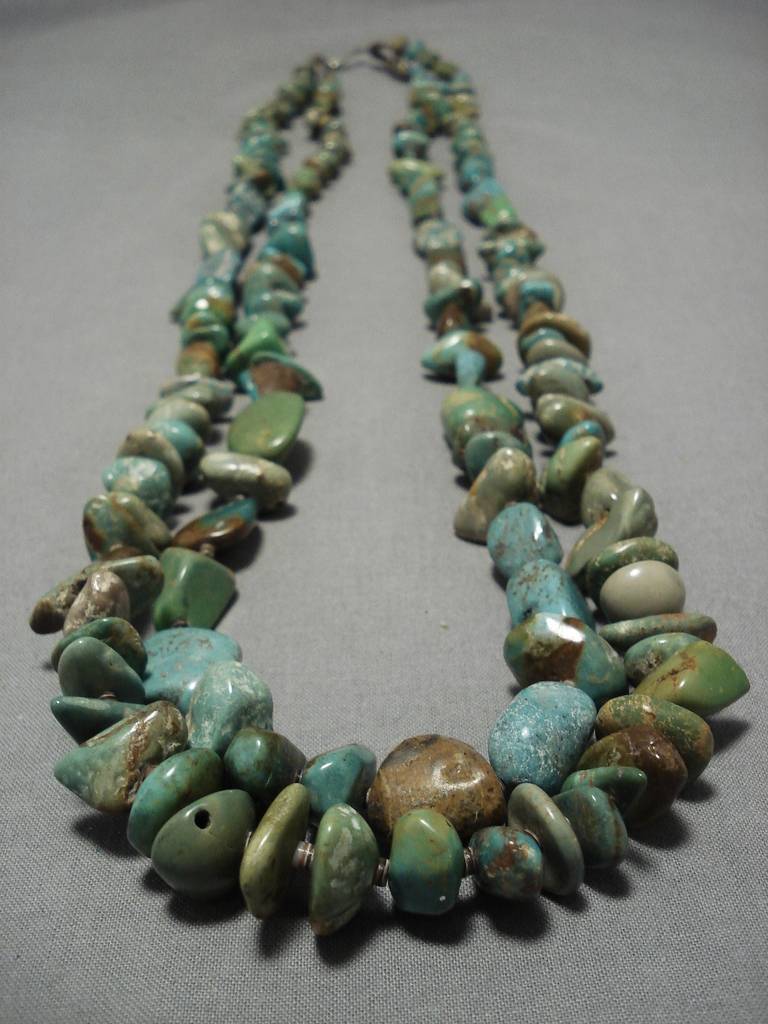 185g Chunky Dunky Vintage Native American Navajo Royston Turquoise Sterling Silver Necklace - Perfect for Boho Fashion, Western Style & Spiritual Jewelry Gifts