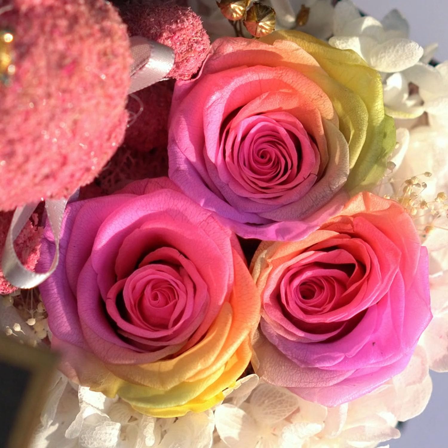 ADDWel Preserved Rose Gift Box for Women - Eternal Roses with Personalized Initial Necklace, Birthday Anniversary Present for Her, Mom, Girlfriend, Wife, Sister - Romantic Home Decor & Keepsake Gift for Valentine's Day, Wedding, Mother's Day
