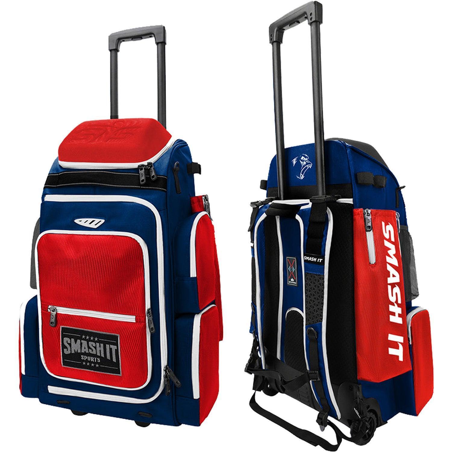 2025 Smash Ops Lil' Guerrilla Hybrid Roller/Bat Pack Bag - Red & Navy | Baseball & Softball Equipment for Travel & Practice | Perfect for Players, Coaches & Sports Enthusiasts