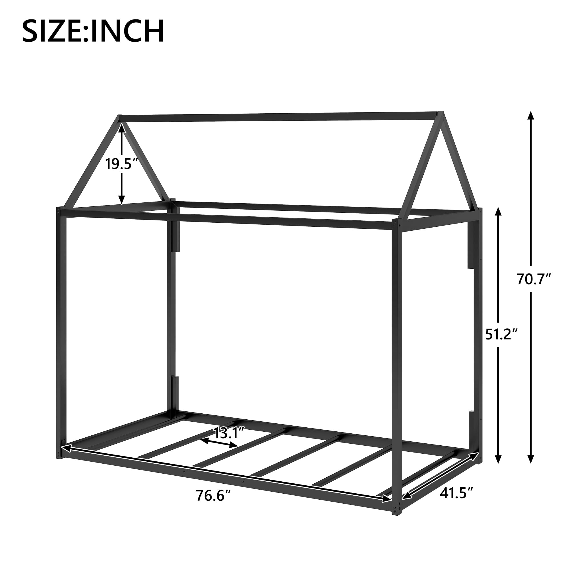 HABITRIO Twin Metal House Bed Frame - Sturdy House-Shaped Design for Teens & Adults, Easy Assembly, Black - Perfect for Bedroom, Dorm, Living Room & Kids Play Area