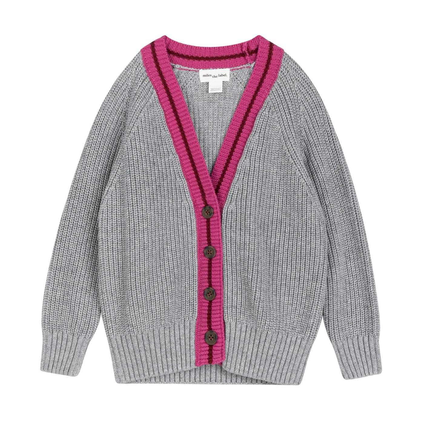 Soft Grey & Burgundy Cardigan for Women - Cozy Knit Sweater with Pockets - Perfect for Fall & Winter Layering, Office Wear, and Casual Outfits