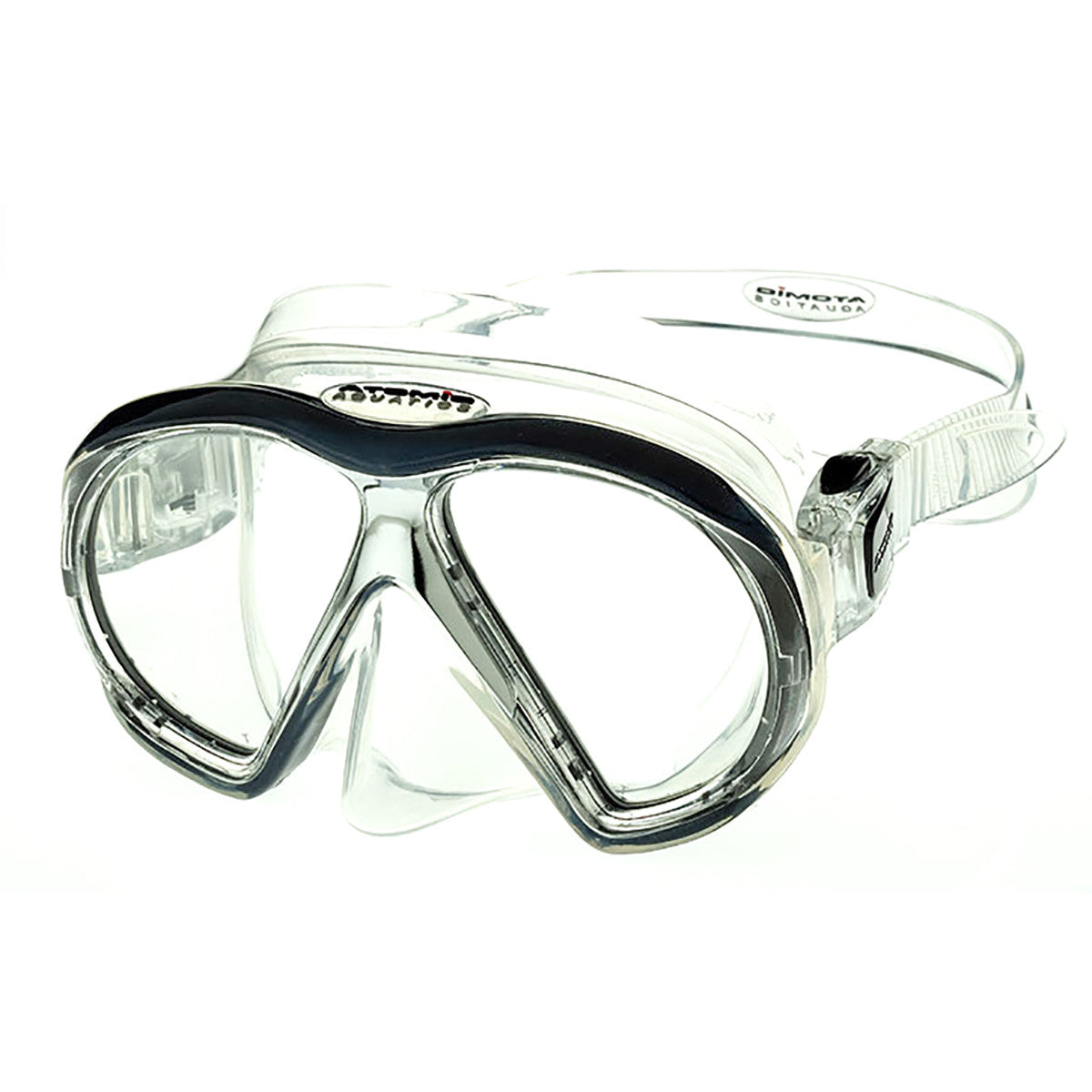 Atomic Aquatics SubFrame Medium Fit Clear/Black Dive Mask - Snorkeling & Scuba Diving Gear for Comfortable Underwater Exploration
