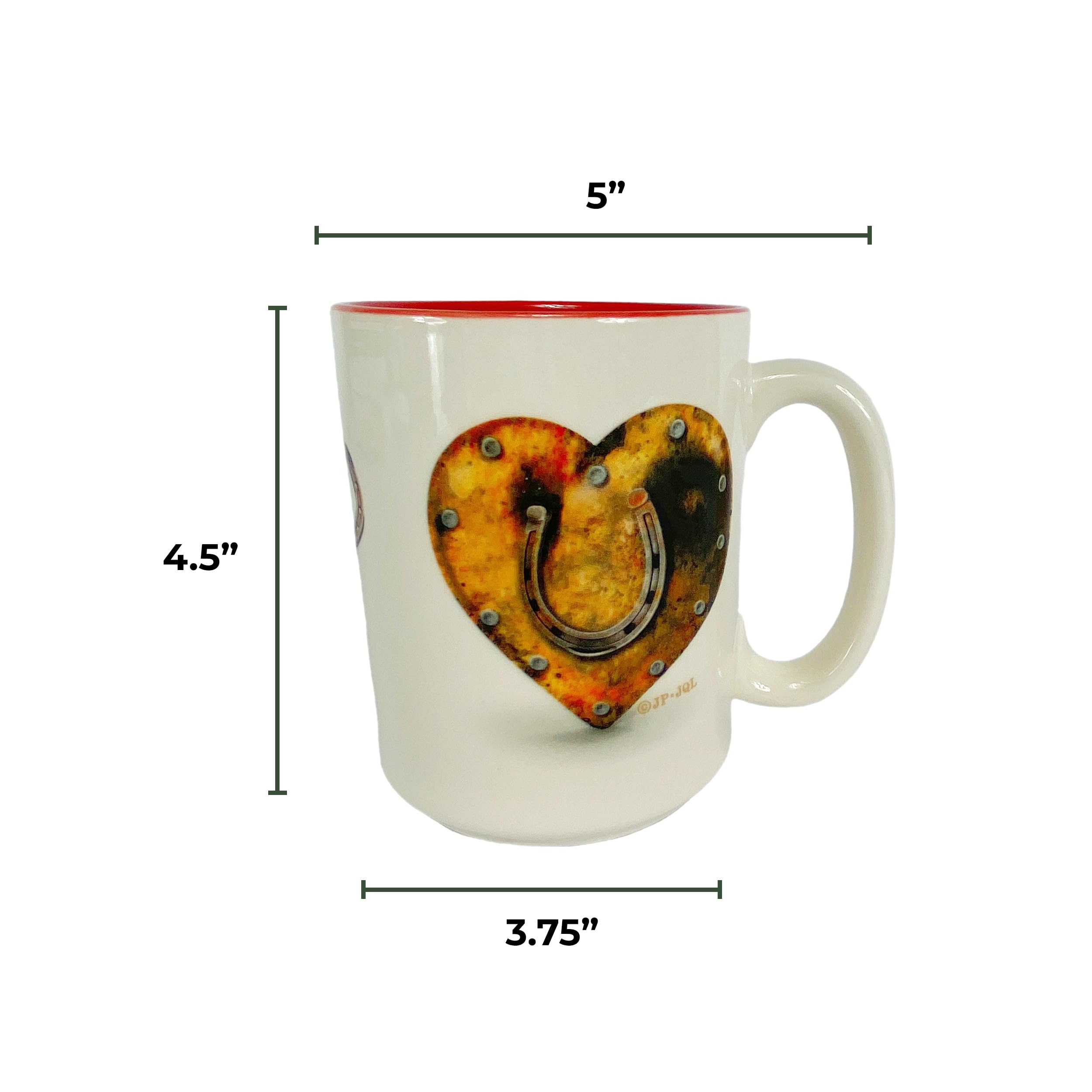 Rivers Edge Products 16 Oz Horse Print Ceramic Coffee Mug with Handle - Espresso, Latte & Tea Cup with Horseshoe & Hoof Prints - Perfect for Home, Office & Gifts