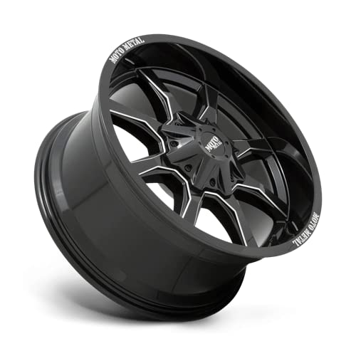 MOTO METAL MO970 18x9 Gloss Black Milled Spoke Lip Wheel - 5x139.7mm Bolt Pattern, 18mm Offset - Aluminum Alloy Rims for Trucks & SUVs - Perfect for Off-Roading, Daily Driving & Custom Builds