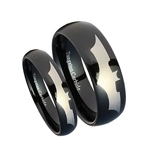 2PCS Batman Titanium Steel Black Rings for Men & Women - Personalized Couple Jewelry - Perfect for Cosplay, Gifts & Everyday Wear