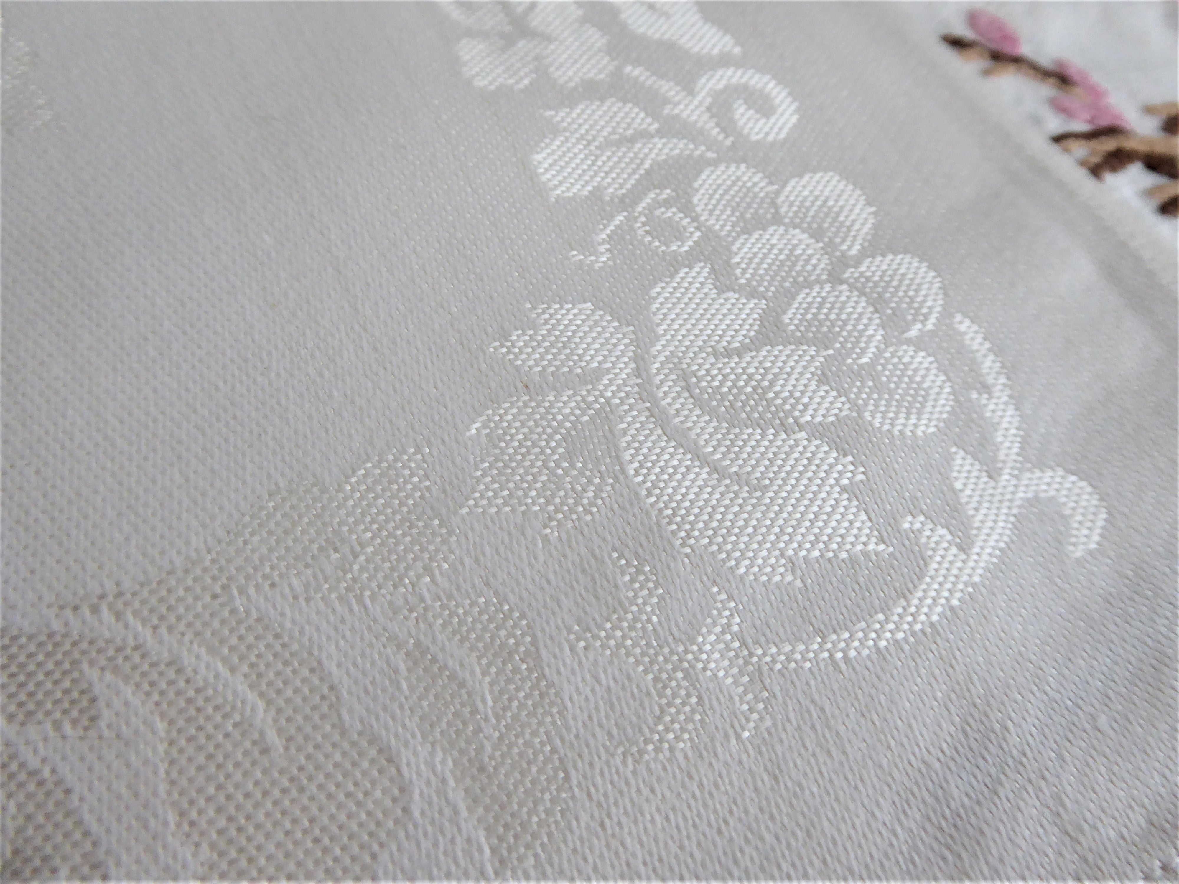 Vintage Occupied Japan White Damask Napkins Set of 8 - 100% Cotton Grape Embroidery (1945-1952) - Perfect for Luncheons, Tea Parties & Elegant Dining
