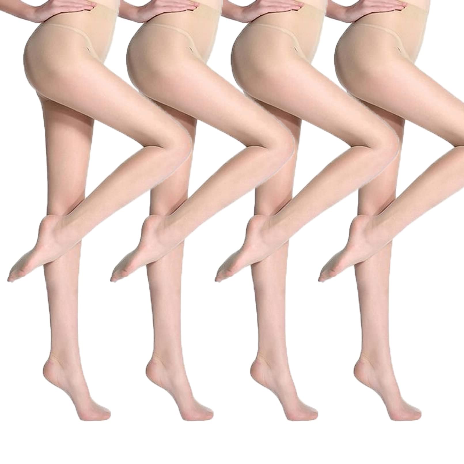 Knhorfad 4Pcs Women's Stretch Anti-Scratch Sheer Control Top Stockings - Shiny Silk Tights for Everyday Wear, Date Night & Special Occasions