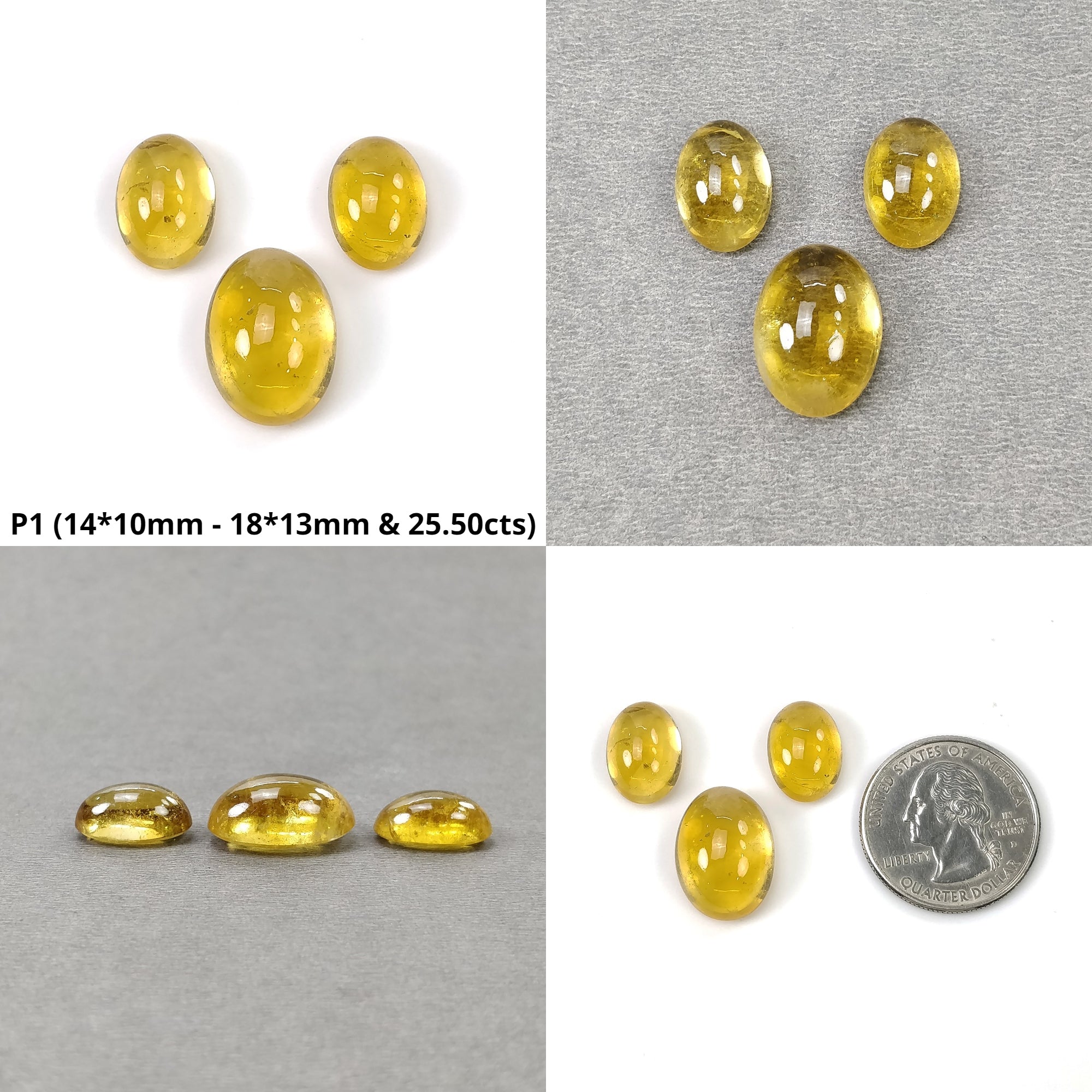 Natural Untreated Yellow Citrine Gemstone Cabochon - Oval & Round Shapes (1pc, 3pc, 4pc Options) for Jewelry Making, Wire Wrapping & Crystal Healing