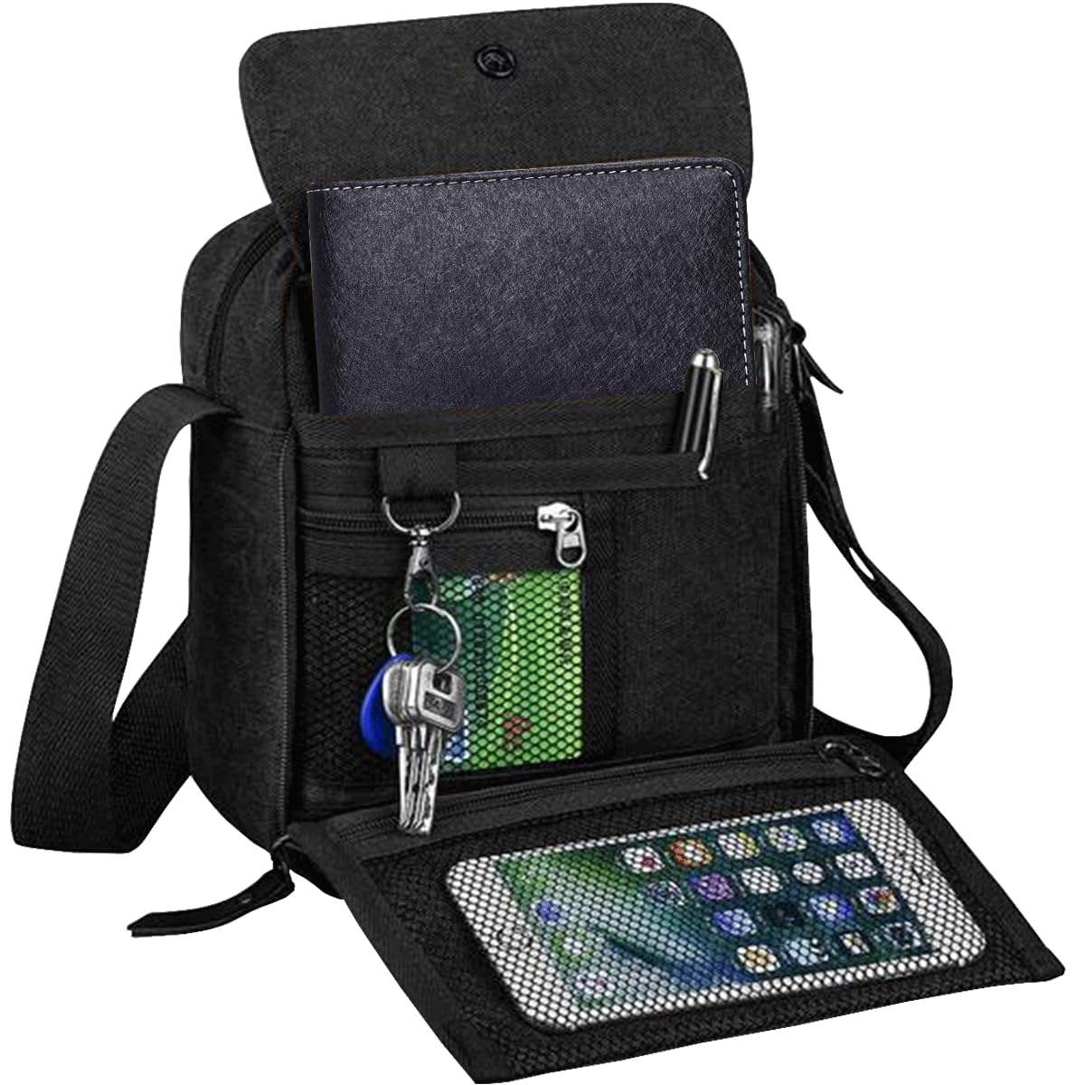 Stylish Unisex Small Canvas Messenger Bag - Crossbody Chest Shoulder Bag for Travel, Work & Daily Use - Multi-Pocket Compact Purse for Men & Women - Perfect for Commuting, Shopping & Outdoor Activities