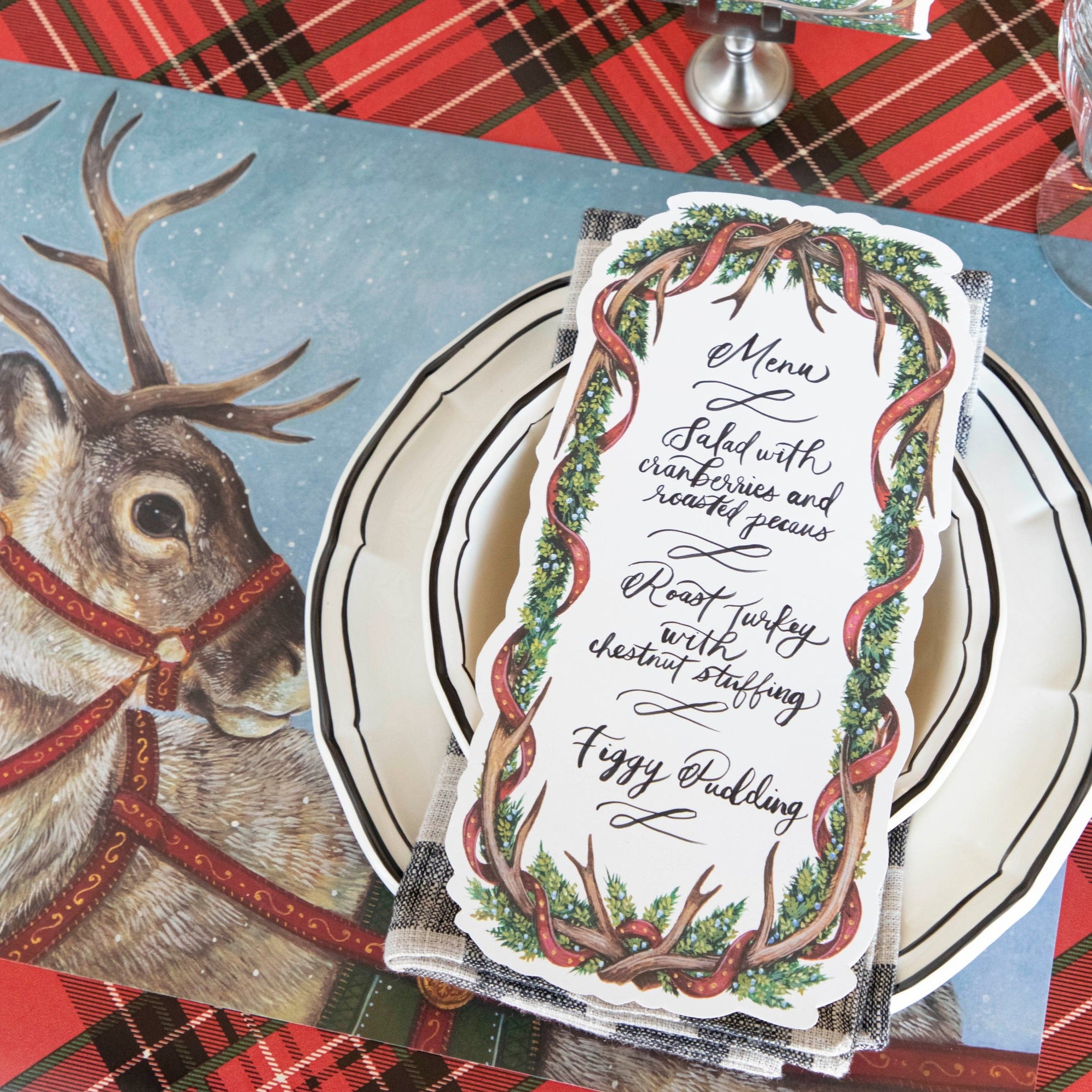 Antler Garland Table Card - Elegant Rustic Wedding Decor for Christmas, Thanksgiving & Holiday Parties - Perfect for Centerpieces, Place Settings & Seasonal Home Decor