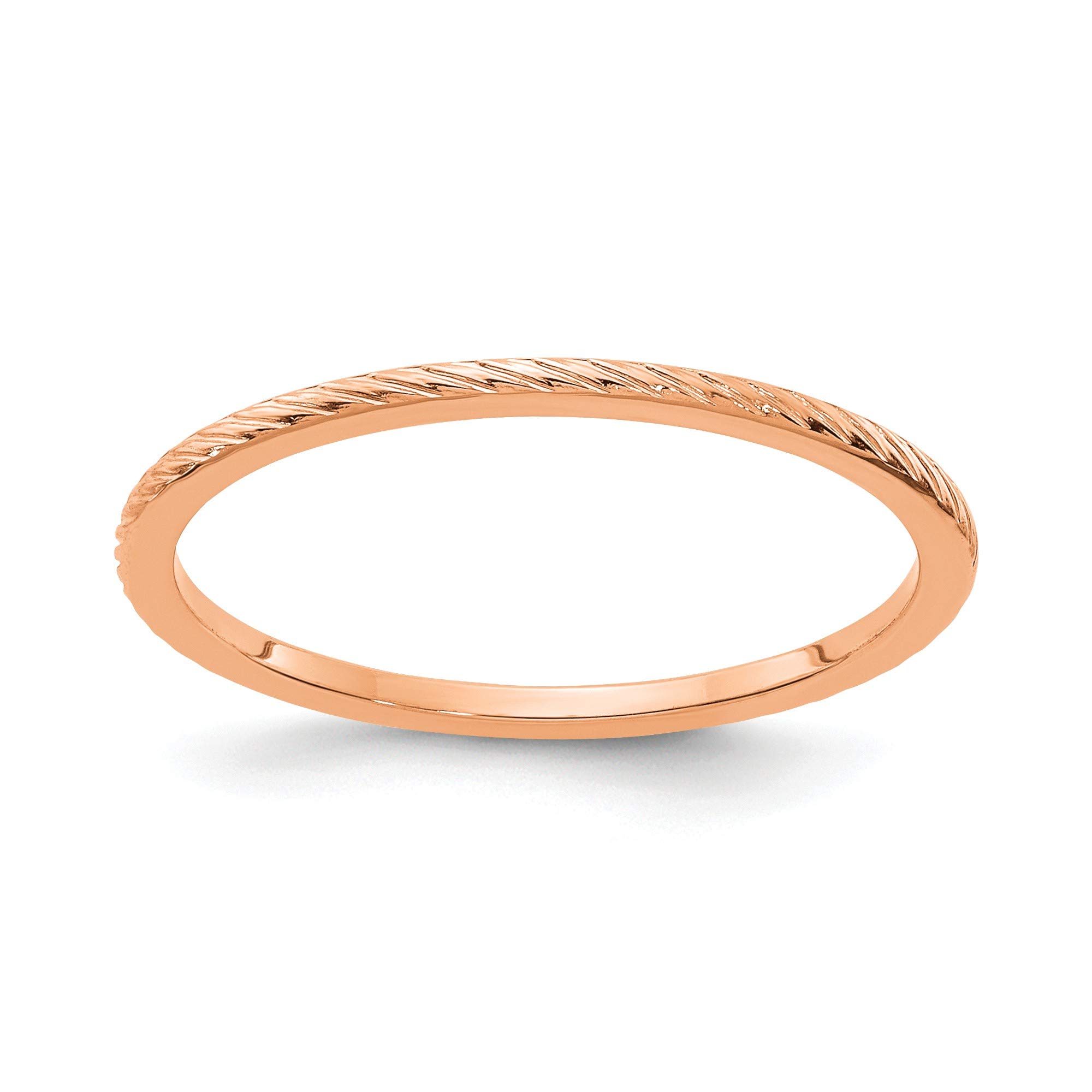 14K Rose Gold 1.2mm Twisted Wire Stackable Band Ring - Size 10 - Dainty Minimalist Wedding Band, Anniversary Gift for Her - Perfect for Everyday Wear & Special Occasions