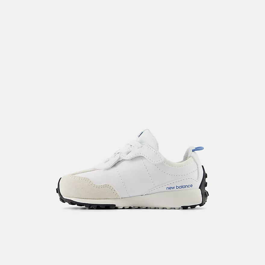327 NEW B Hook & Loop Sneaker - White & Blue Laguna | Comfortable Kids Sneakers for School & Play | Non-Slip Sole, Breathable Design