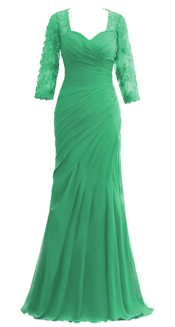 Elegant Lace Long Sleeve Mother of the Bride Dresses - Women's Chiffon Formal Evening Gowns for Wedding Guest & Special Occasions | Perfect for Church Ceremonies, Receptions & Black Tie Events