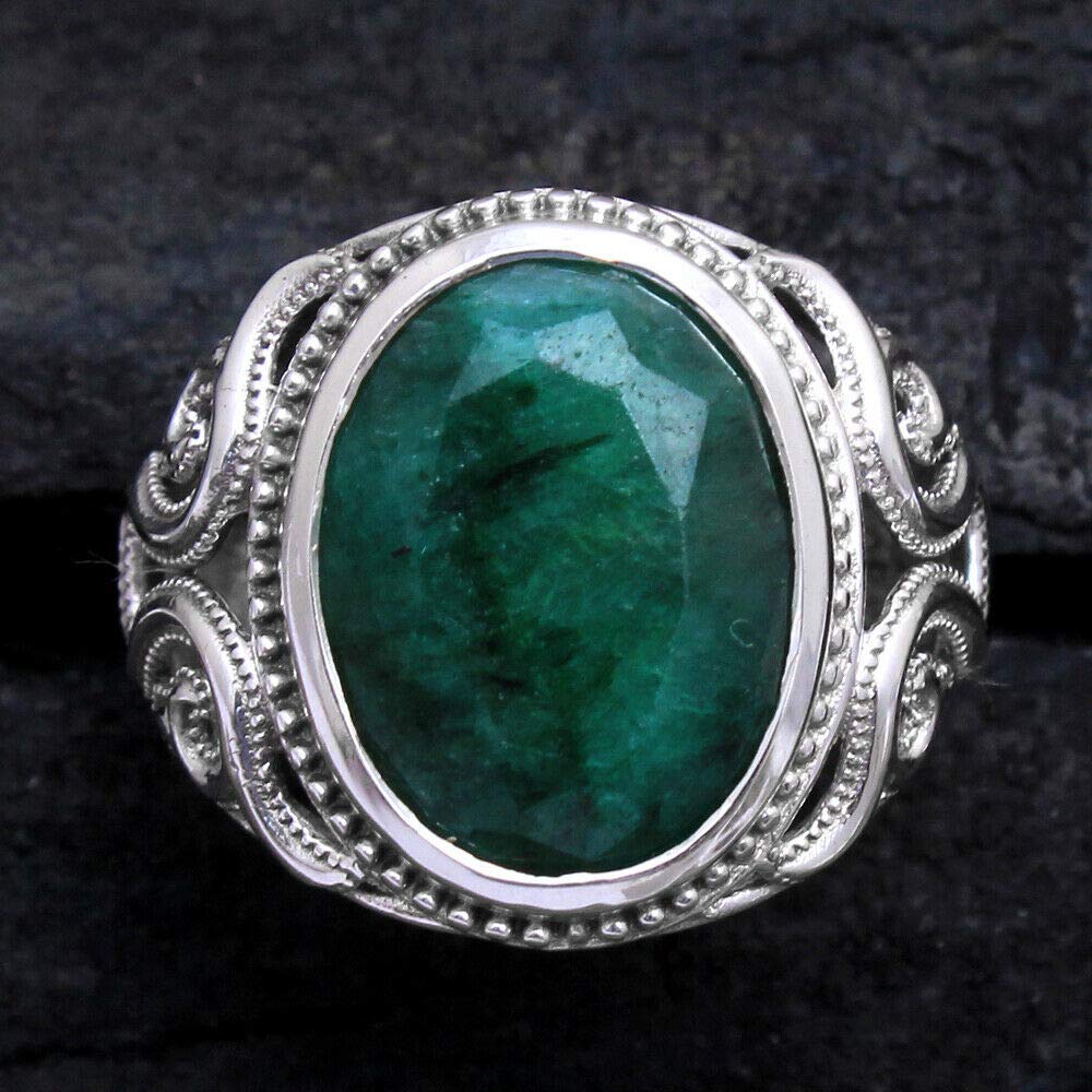 Sakota Mine Emerald 925 Sterling Silver Rings for Women | Green Oval Gemstone Bridesmaid Rings | Bezel Set Handmade Statement Jewelry | Perfect for Weddings, Parties & Special Occasions